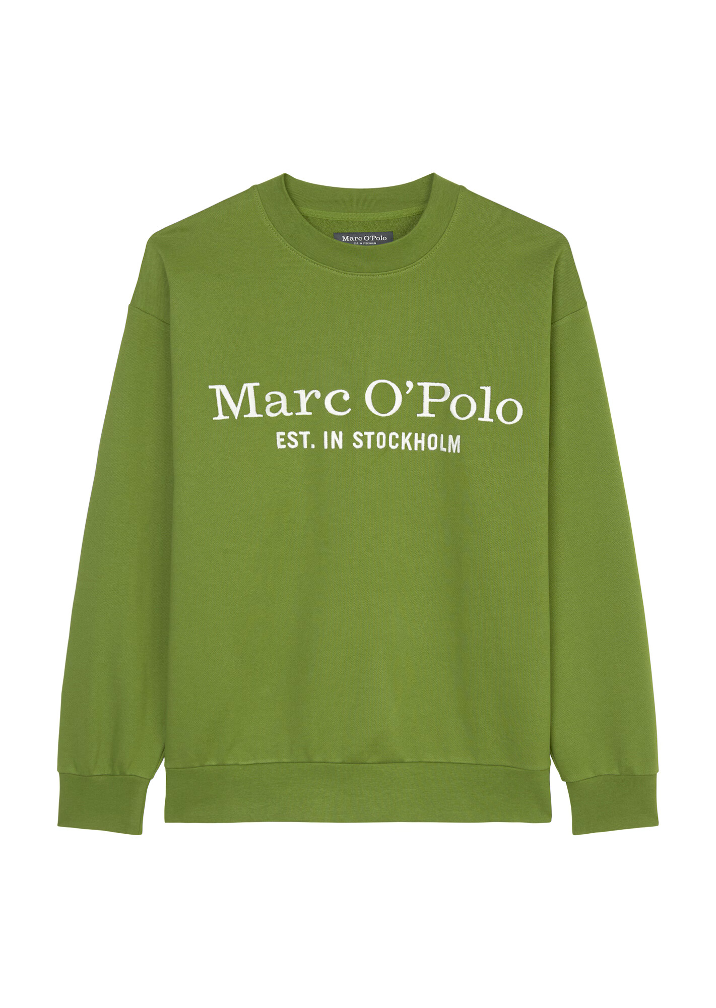 Marc O'Polo Bluză de molton verde / alb - Pled.ro