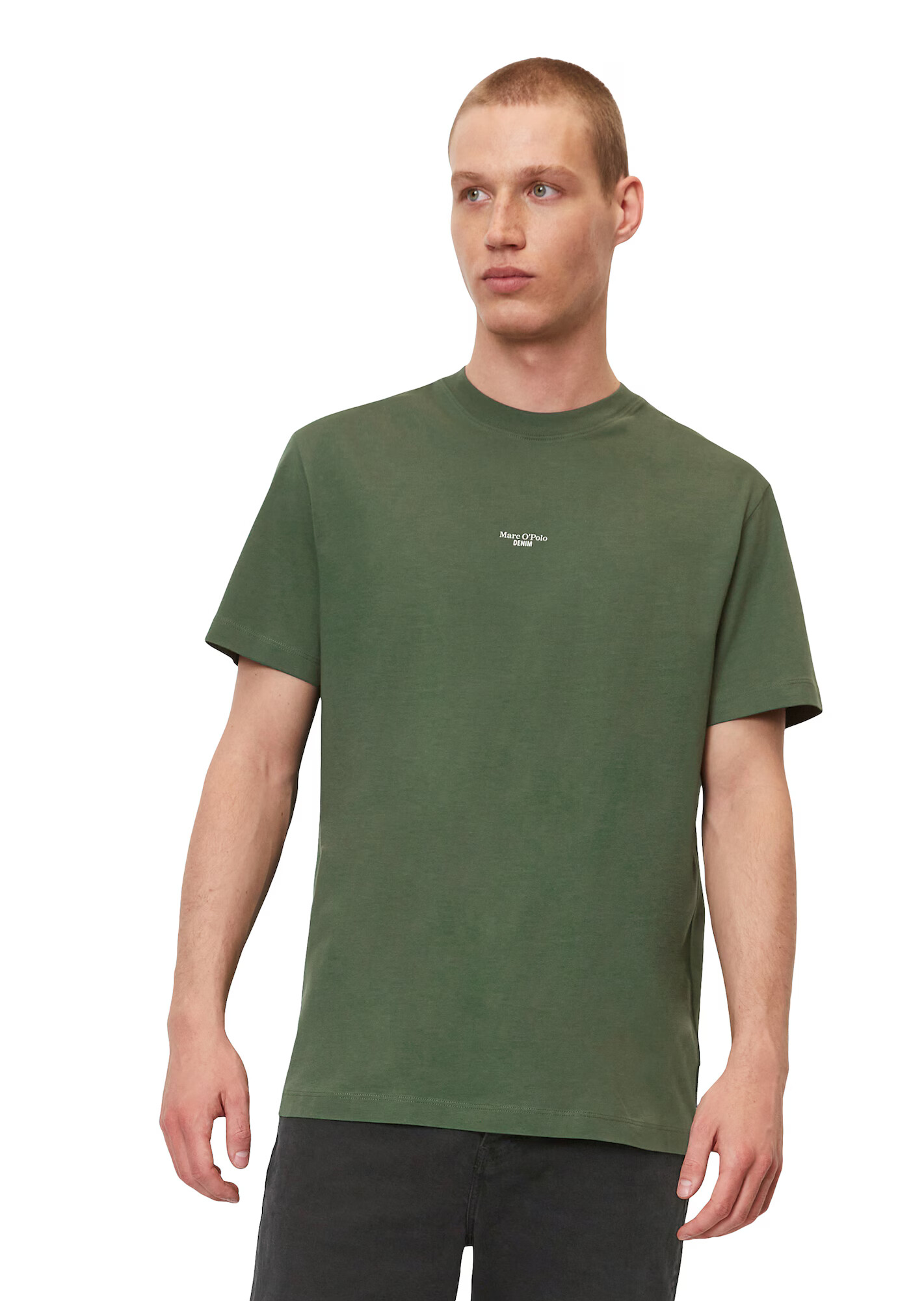 Marc O'Polo DENIM Tricou verde închis / alb - Pled.ro