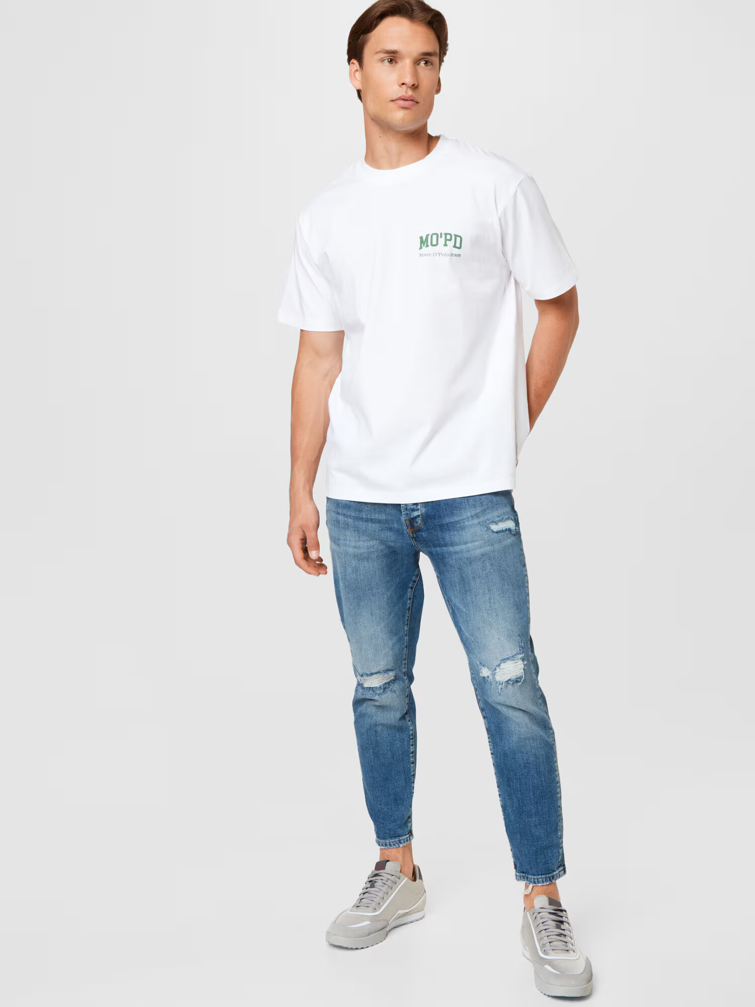 Marc O'Polo DENIM Tricou verde / alb - Pled.ro