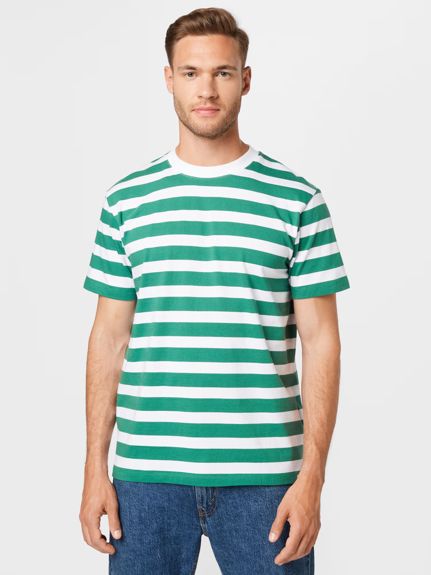 Marc O'Polo DENIM Tricou verde închis / alb - Pled.ro