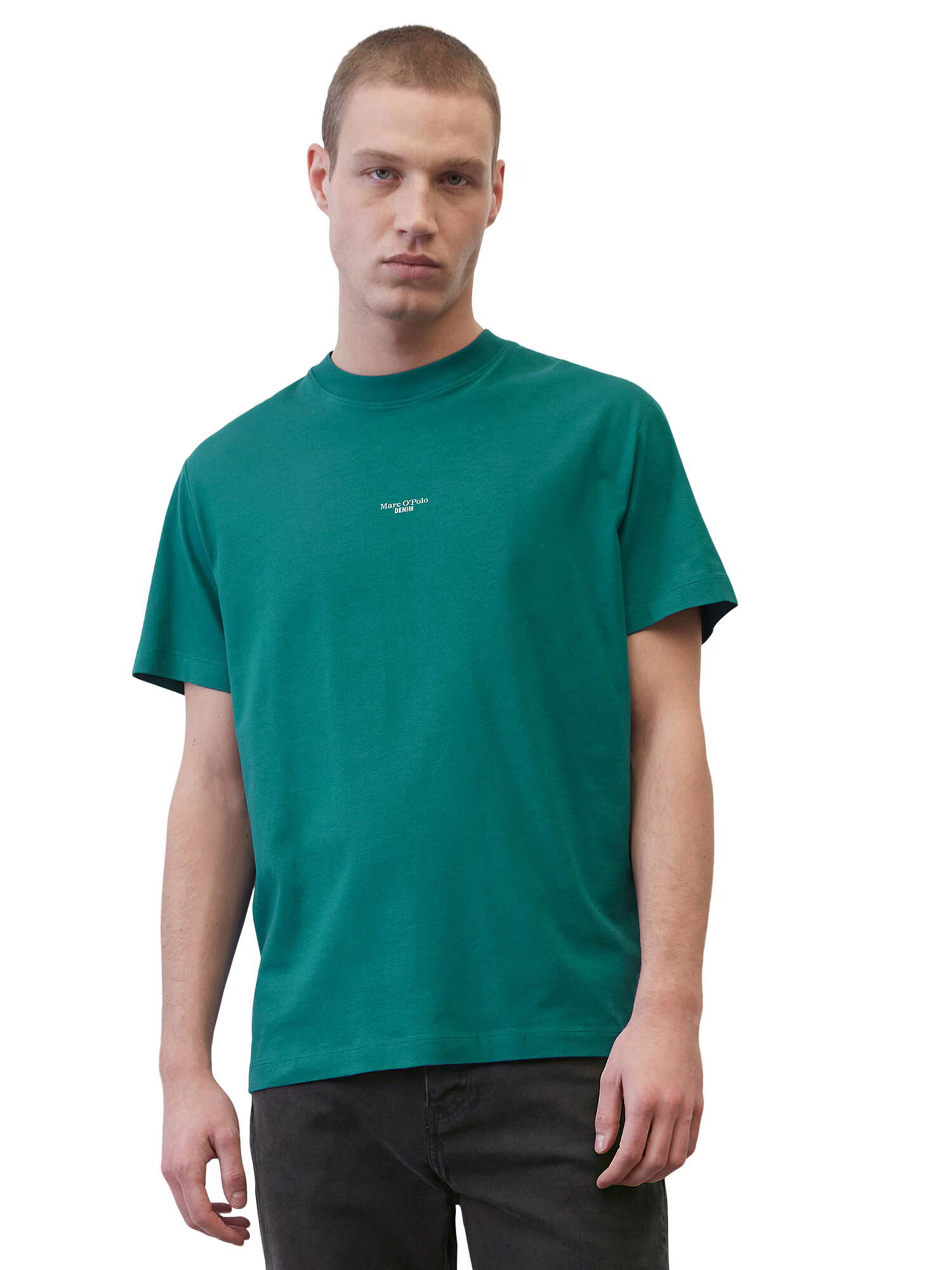 Marc O'Polo DENIM Tricou verde smarald / alb - Pled.ro