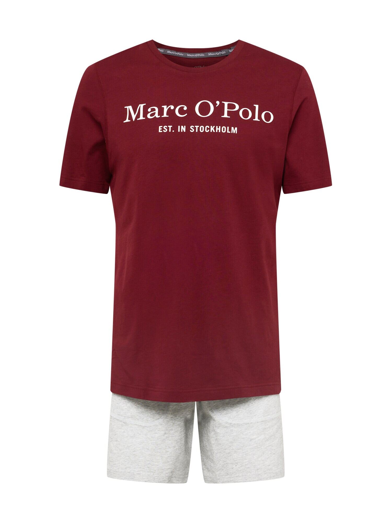 Marc O'Polo Pijama scurtă gri / roșu bordeaux / alb - Pled.ro