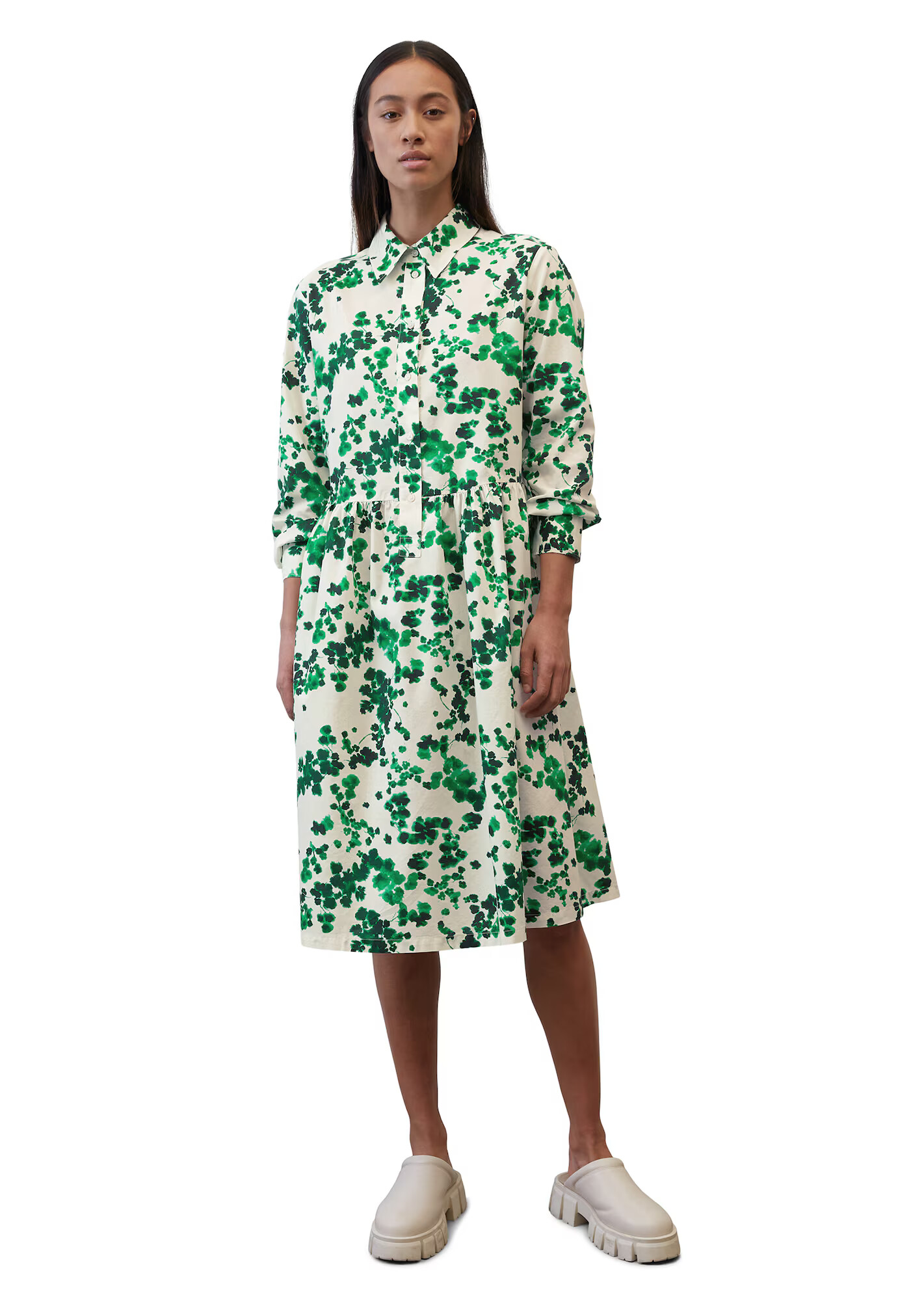 Marc O'Polo Rochie tip bluză verde / alb natural - Pled.ro