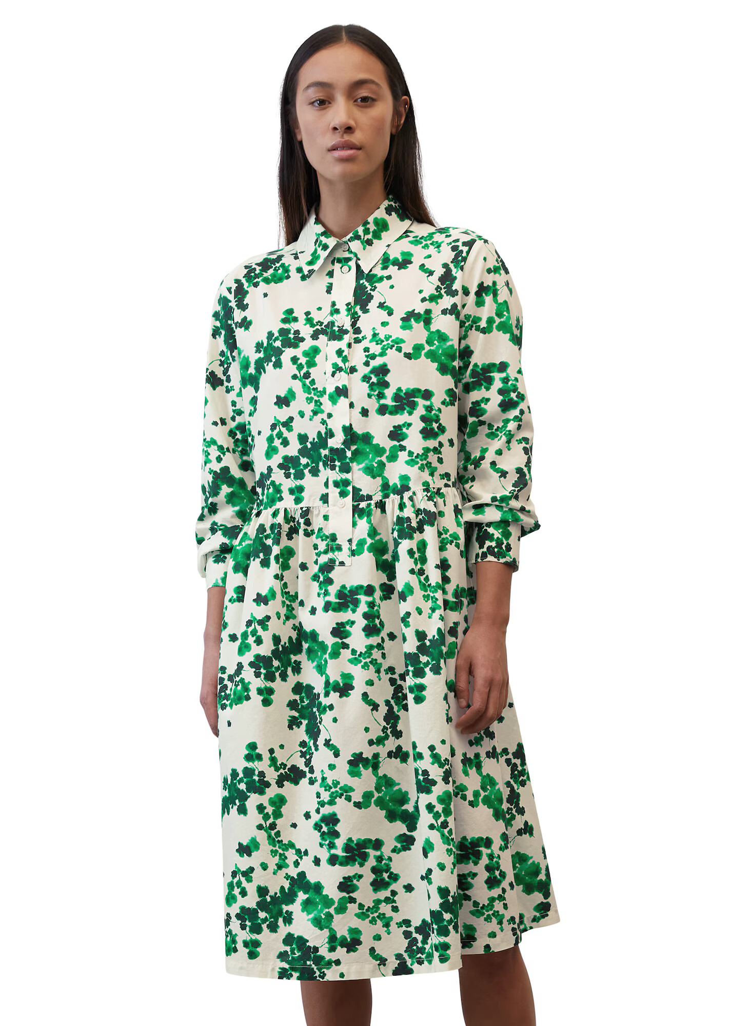 Marc O'Polo Rochie tip bluză verde / alb natural - Pled.ro