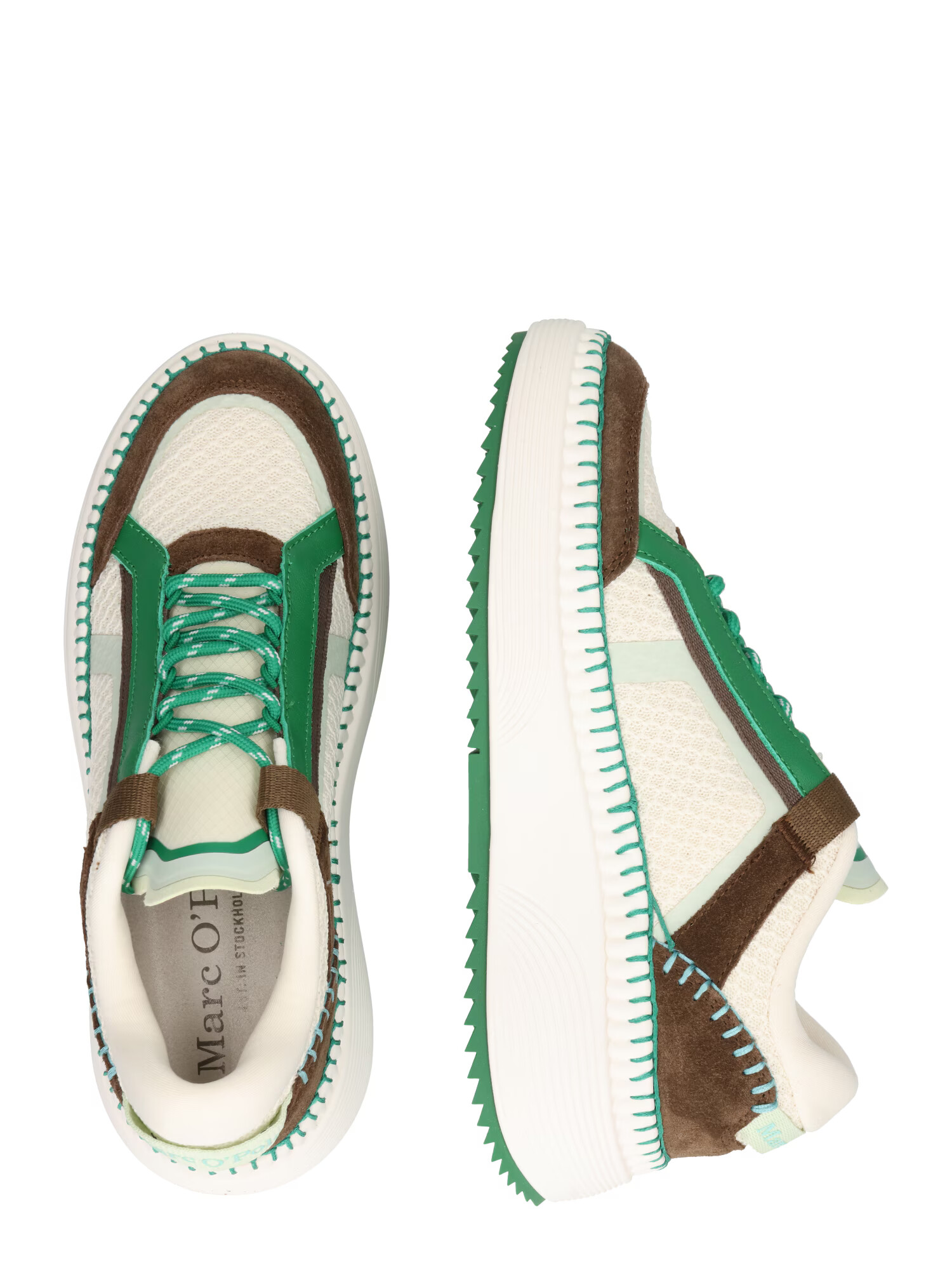 Marc O'Polo Sneaker low ciocolatiu / verde iarbă / alb - Pled.ro