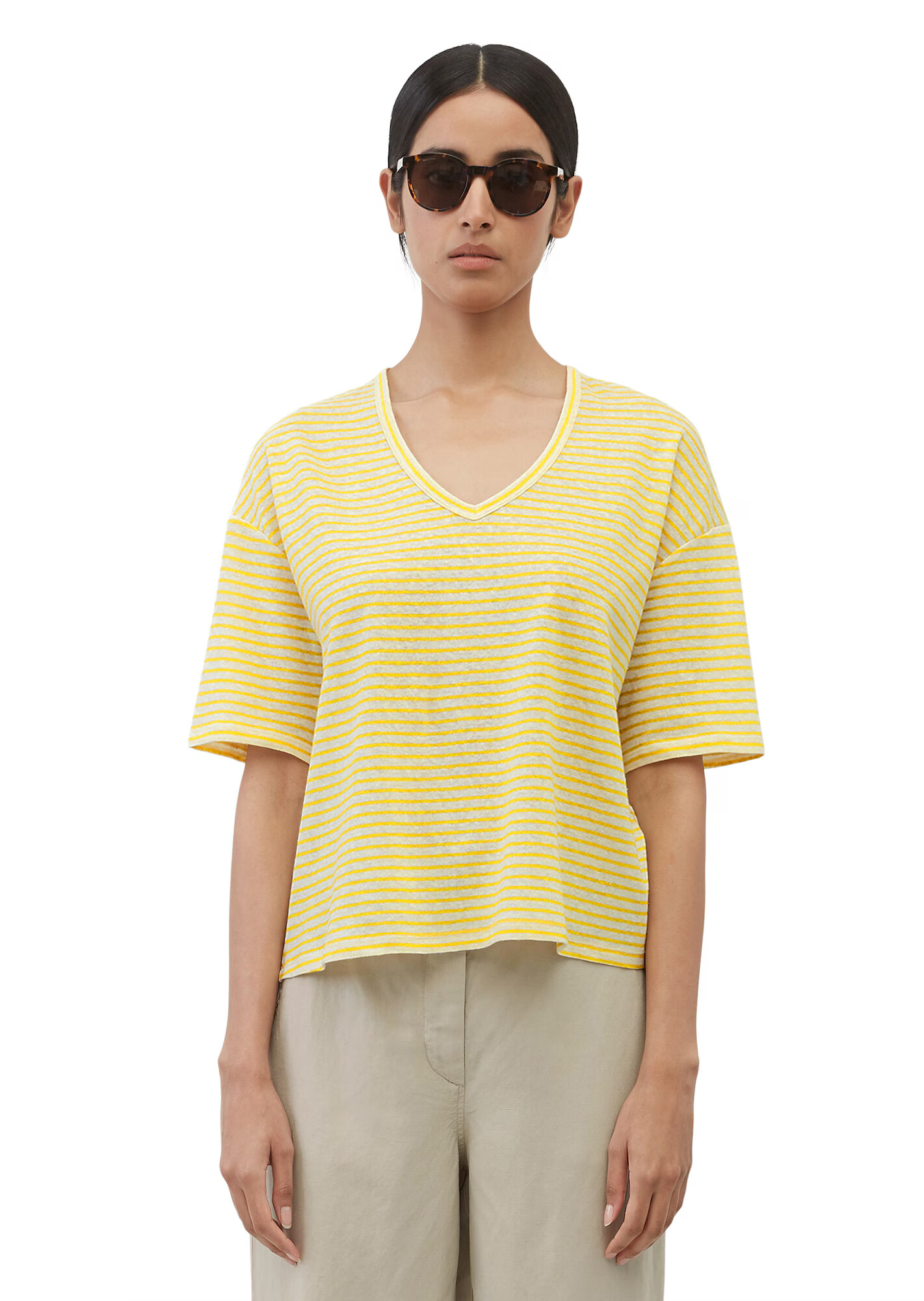 Marc O'Polo Tricou galben citron / alb - Pled.ro