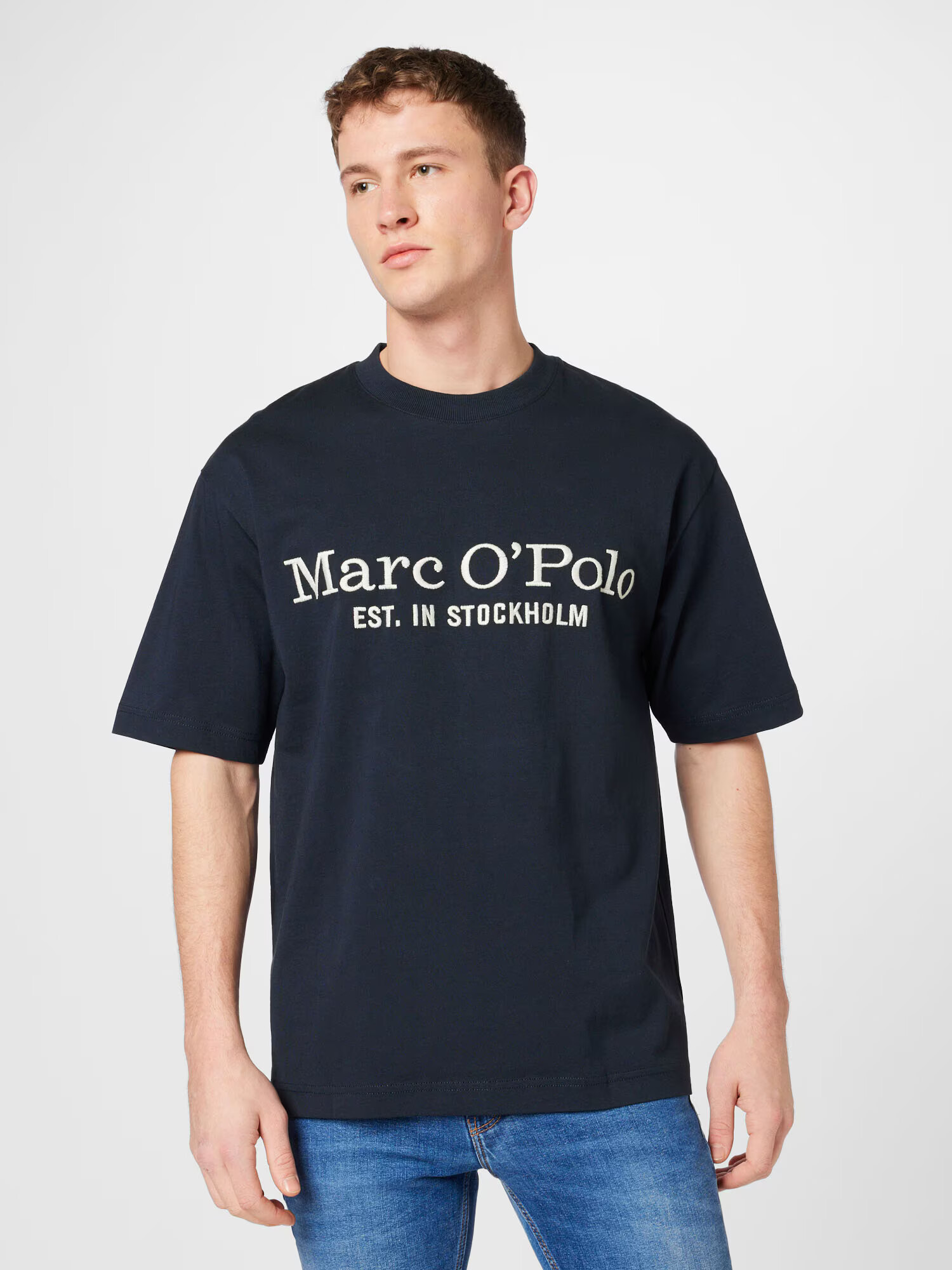 Marc O'Polo Tricou gri metalic / alb - Pled.ro