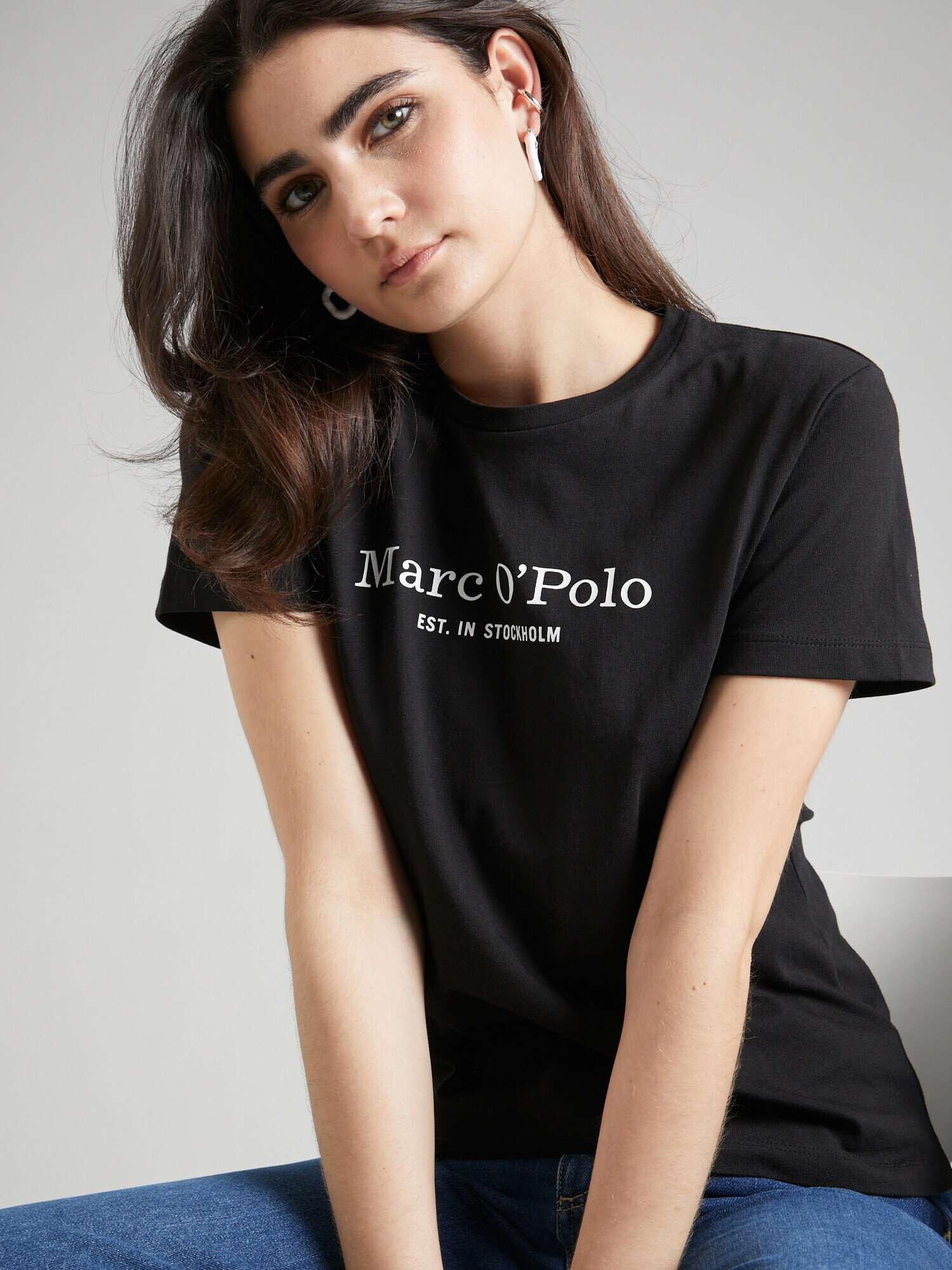 Marc O'Polo Tricou negru / alb - Pled.ro