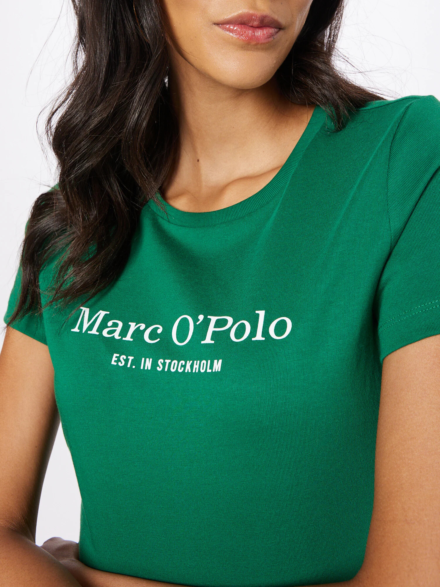 Marc O'Polo Tricou verde iarbă / alb - Pled.ro