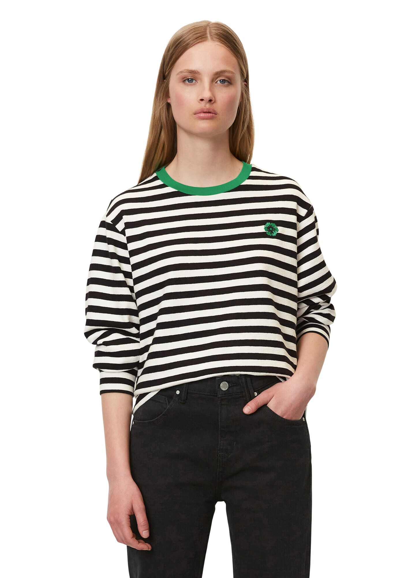 Marc O'Polo Tricou verde iarbă / negru / alb - Pled.ro