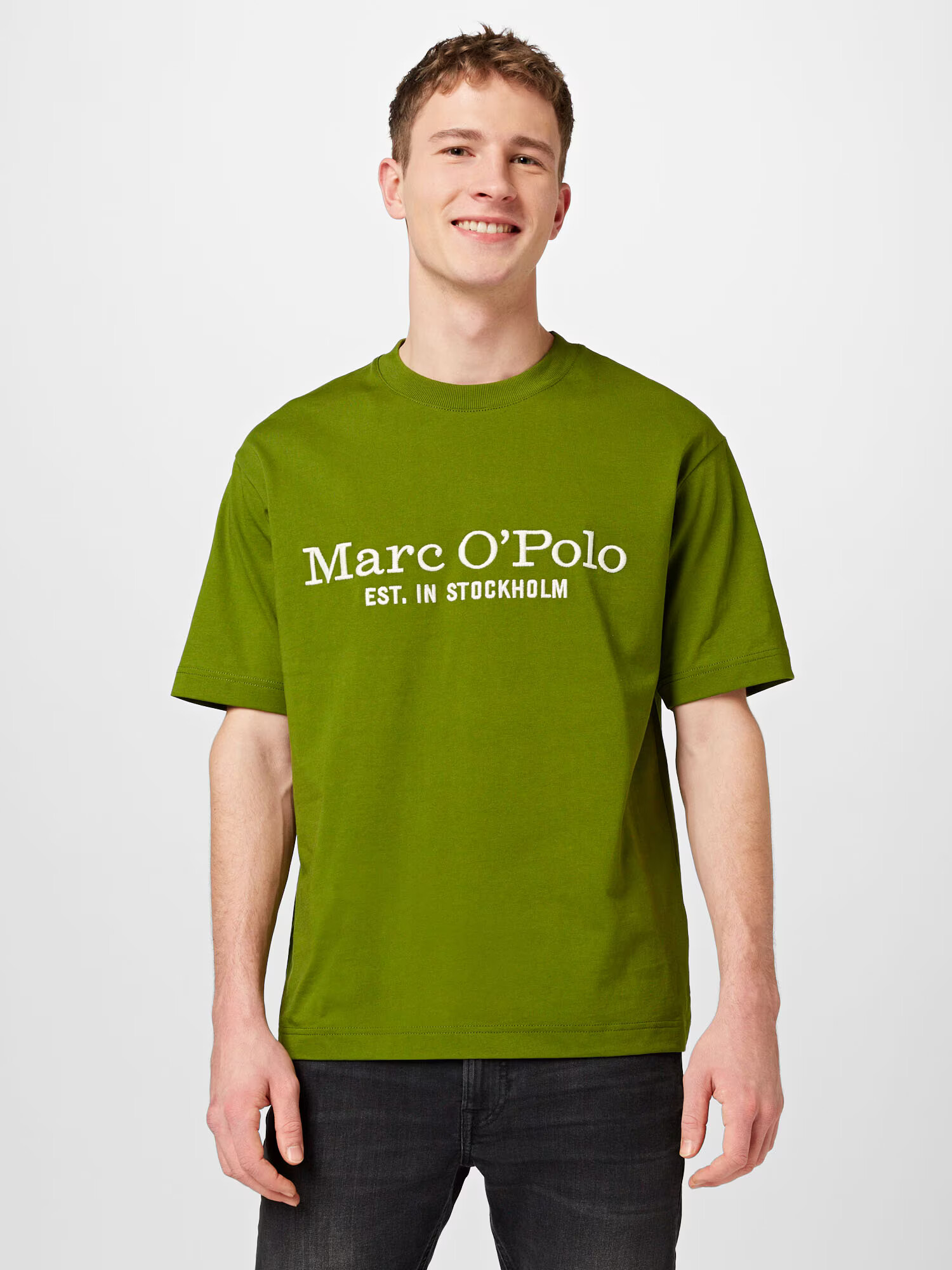 Marc O'Polo Tricou verde stuf / alb - Pled.ro