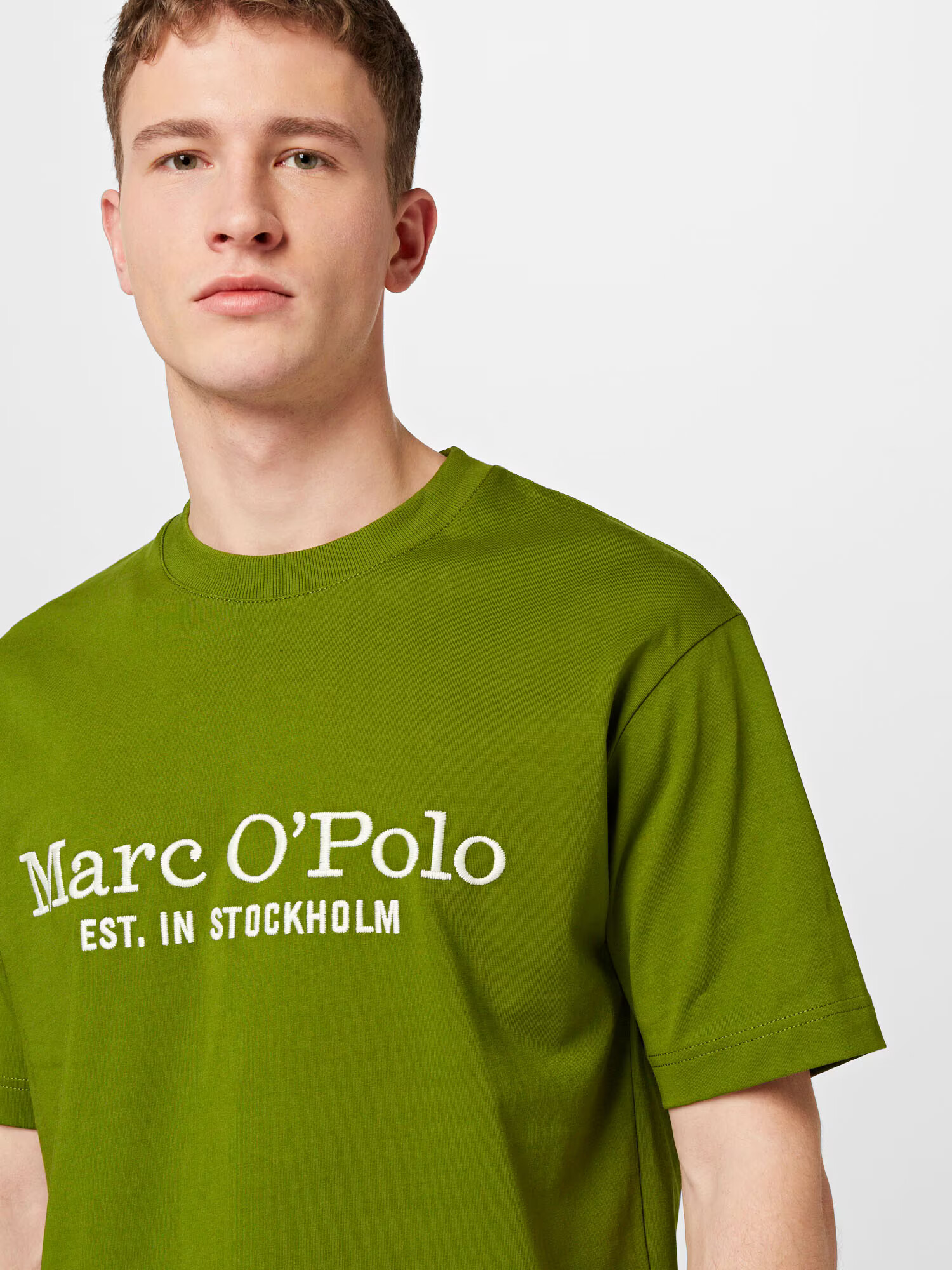 Marc O'Polo Tricou verde stuf / alb - Pled.ro