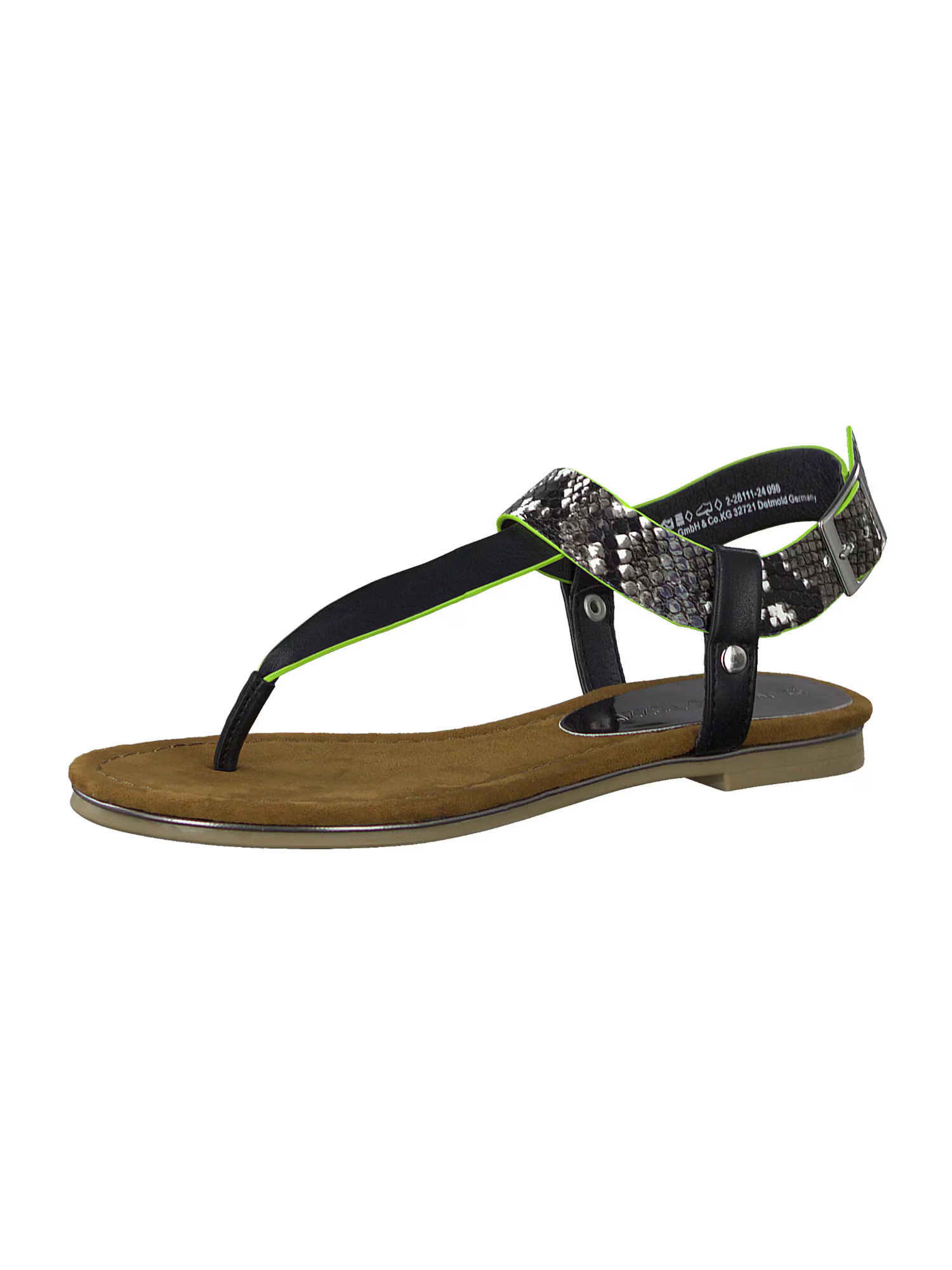 MARCO TOZZI Flip-flops verde neon / negru / argintiu - Pled.ro