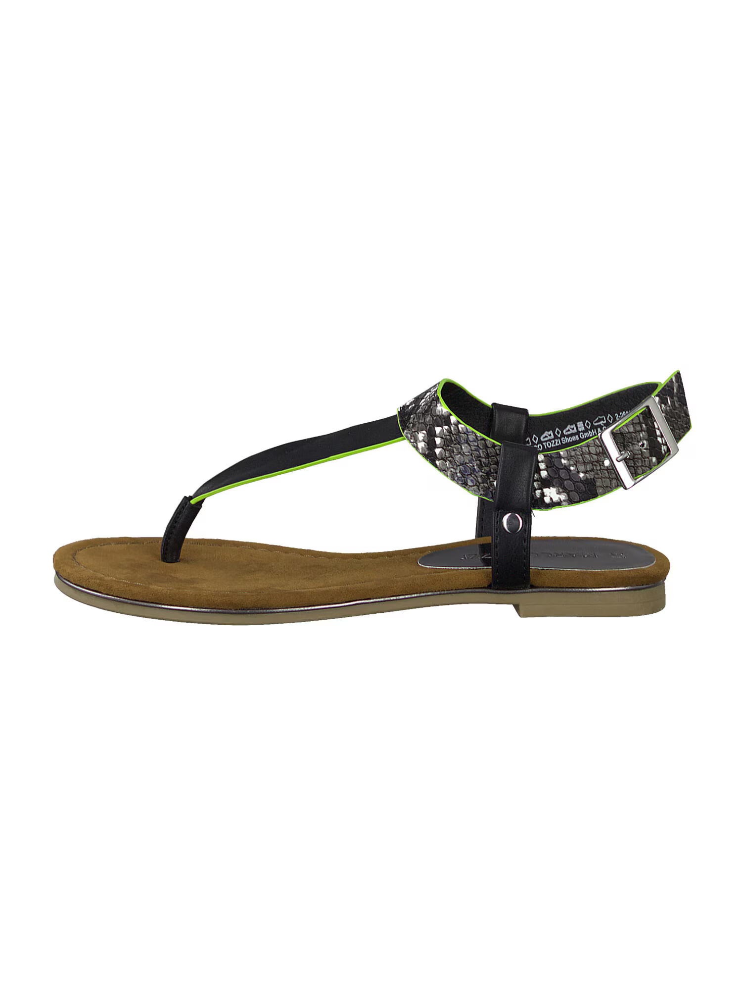 MARCO TOZZI Flip-flops verde neon / negru / argintiu - Pled.ro