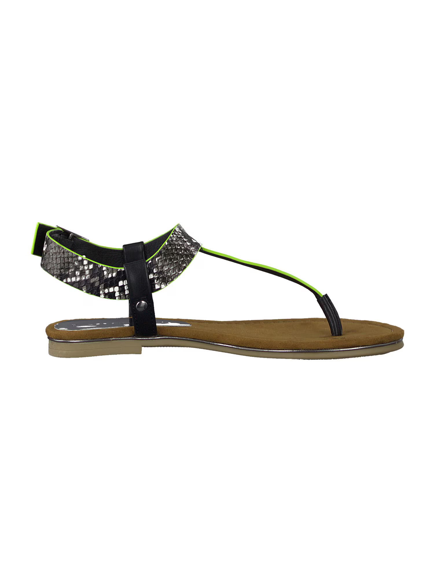 MARCO TOZZI Flip-flops verde neon / negru / argintiu - Pled.ro