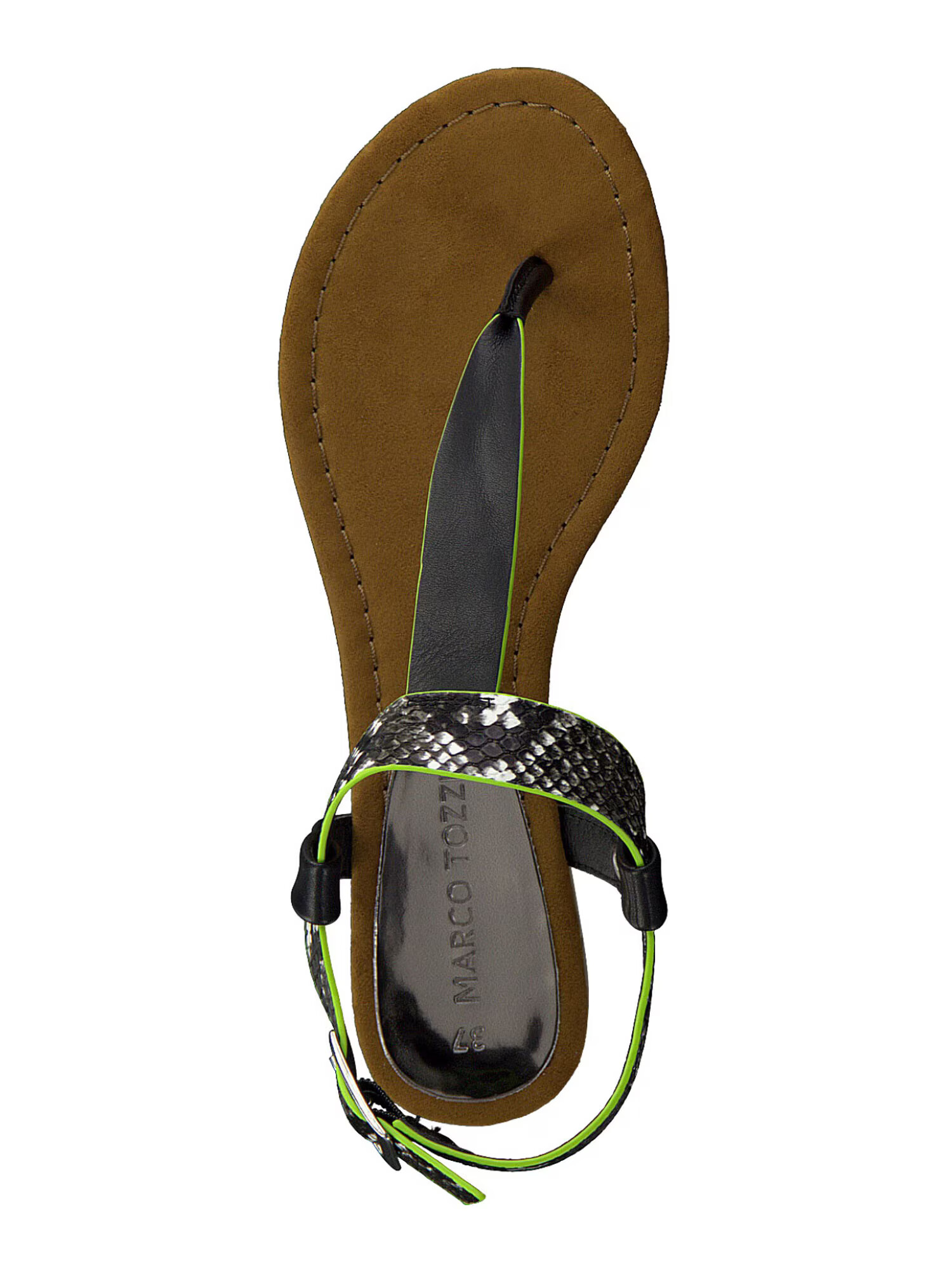 MARCO TOZZI Flip-flops verde neon / negru / argintiu - Pled.ro