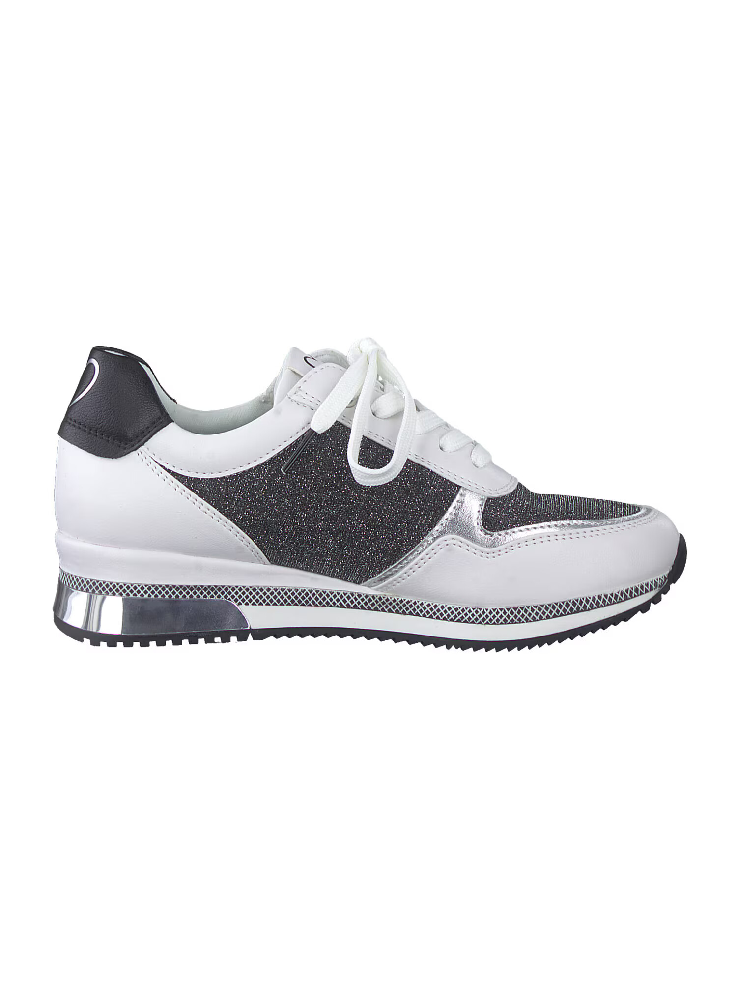 MARCO TOZZI Sneaker low negru / argintiu / alb - Pled.ro