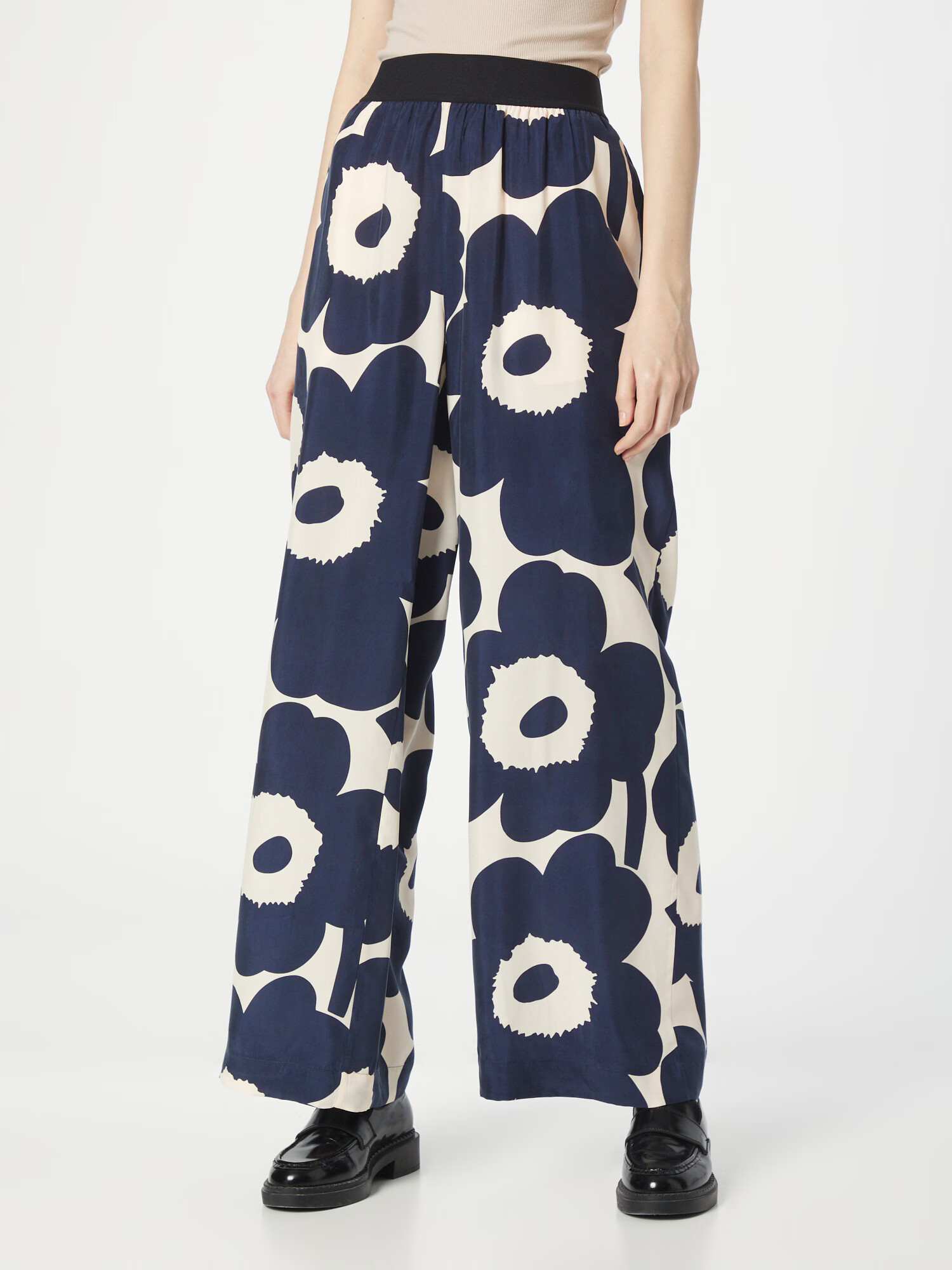 Marimekko Pantaloni 'Irbma' bleumarin / alb murdar - Pled.ro