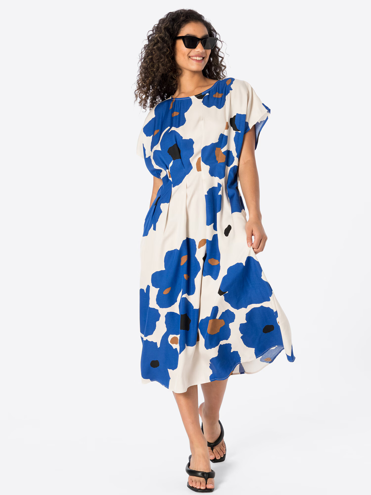 Marimekko Rochie 'Aesa Liito' crem / albastru închis / maro coniac / negru - Pled.ro