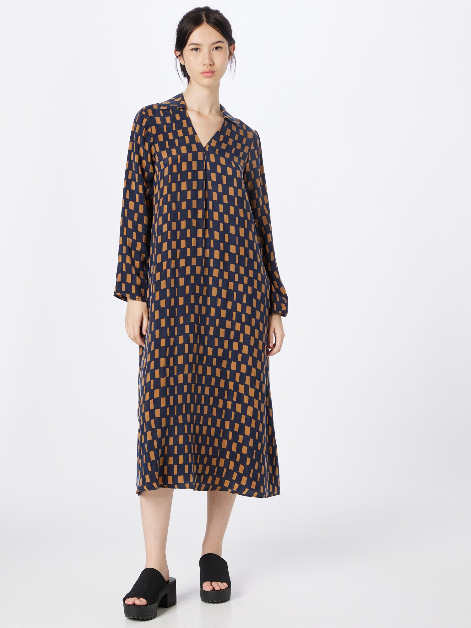 Marimekko Rochie 'Maisol Noppa' bleumarin / maro caramel - Pled.ro