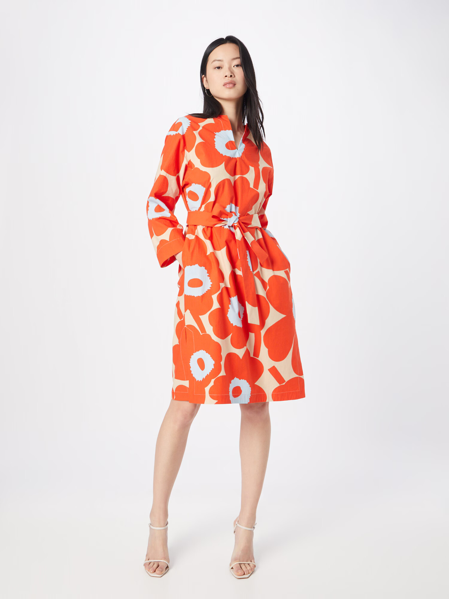 Marimekko Rochie 'Sarja' ecru / roșu rodie / alb - Pled.ro