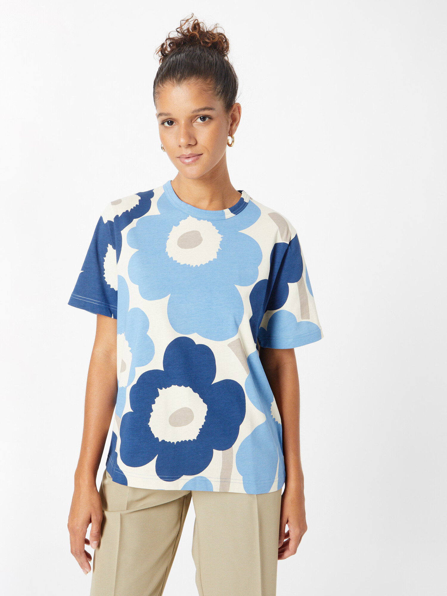 Marimekko Tricou 'Erna' bej / bleumarin / albastru deschis / alb - Pled.ro