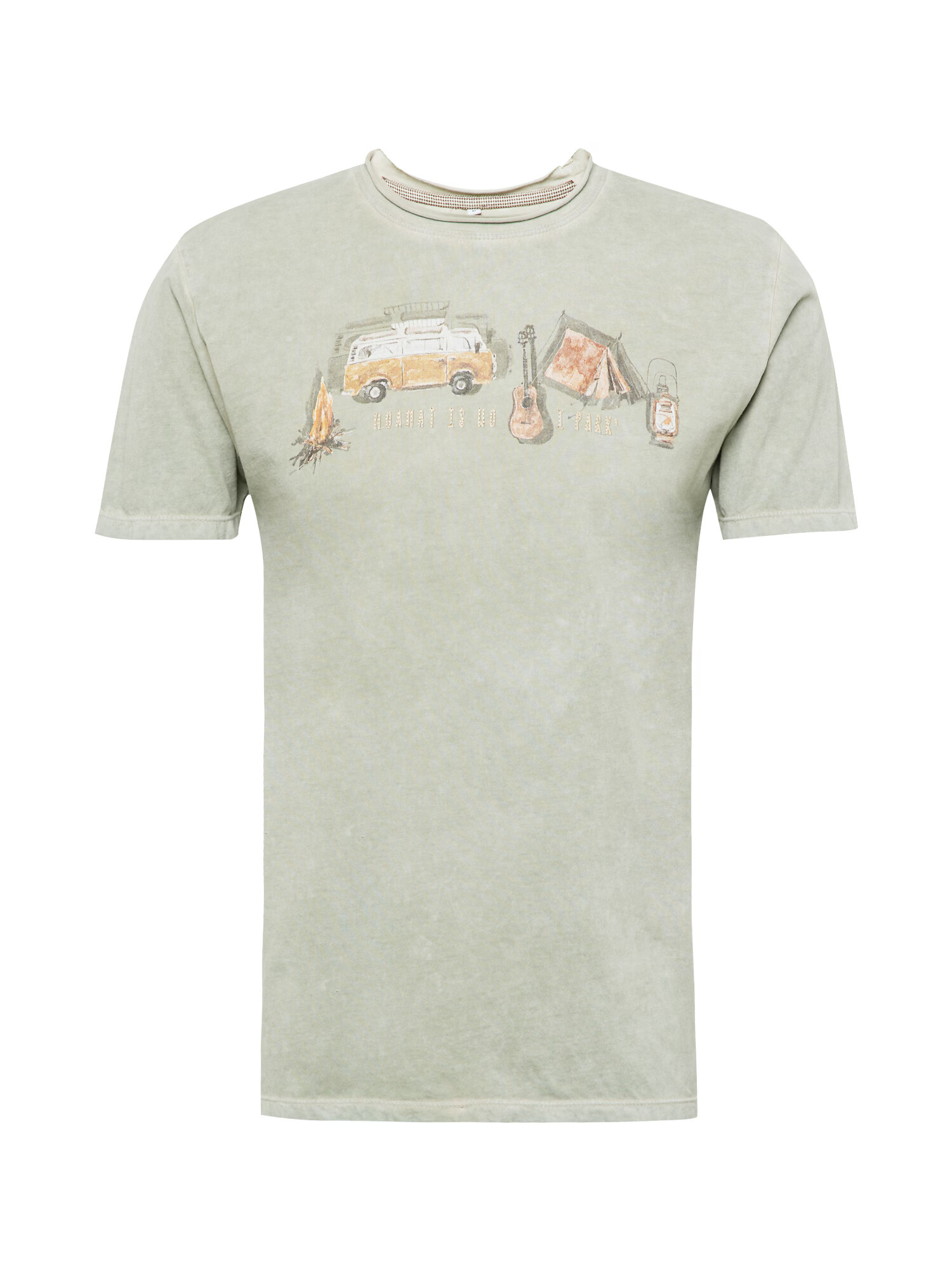 MARJO Tricou 'Richard' maro caramel / maro pueblo / gri metalic / verde pastel - Pled.ro