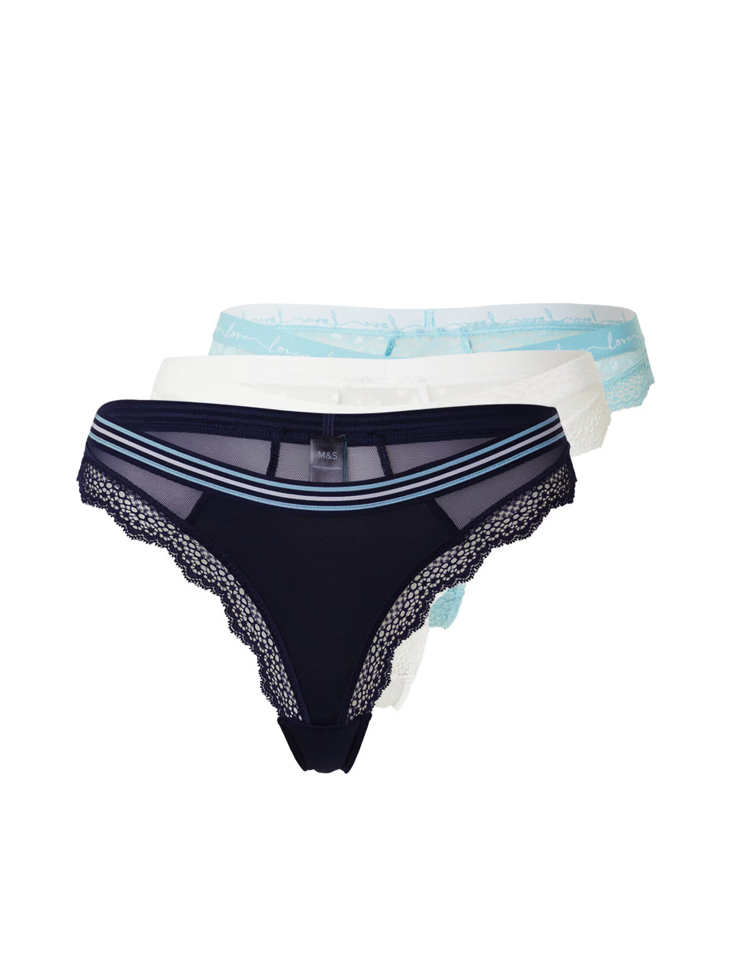 Marks & Spencer Tanga bleumarin / albastru deschis / alb - Pled.ro