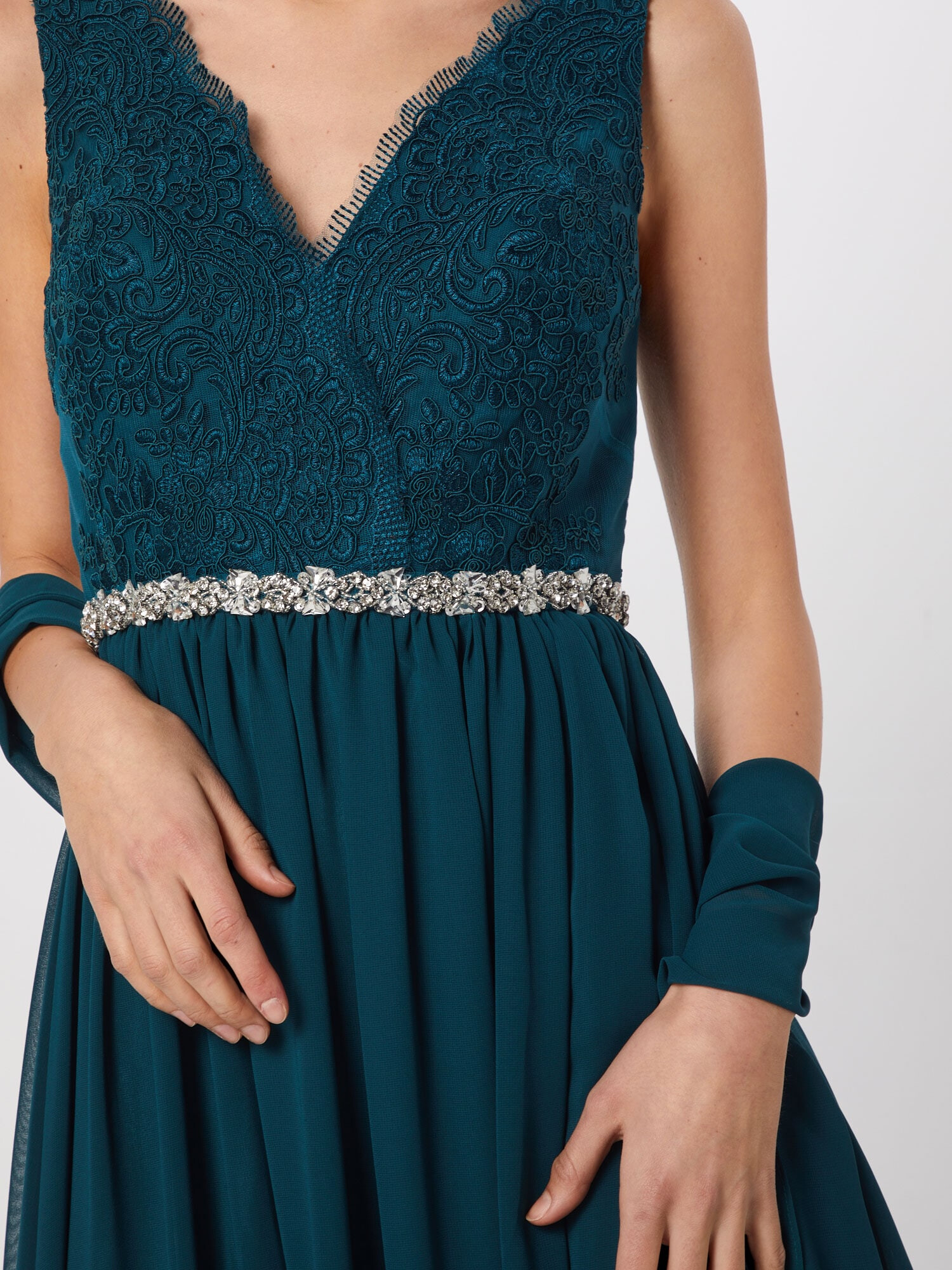 mascara Rochie de seară 'LACE SHOULDER' verde pin - Pled.ro