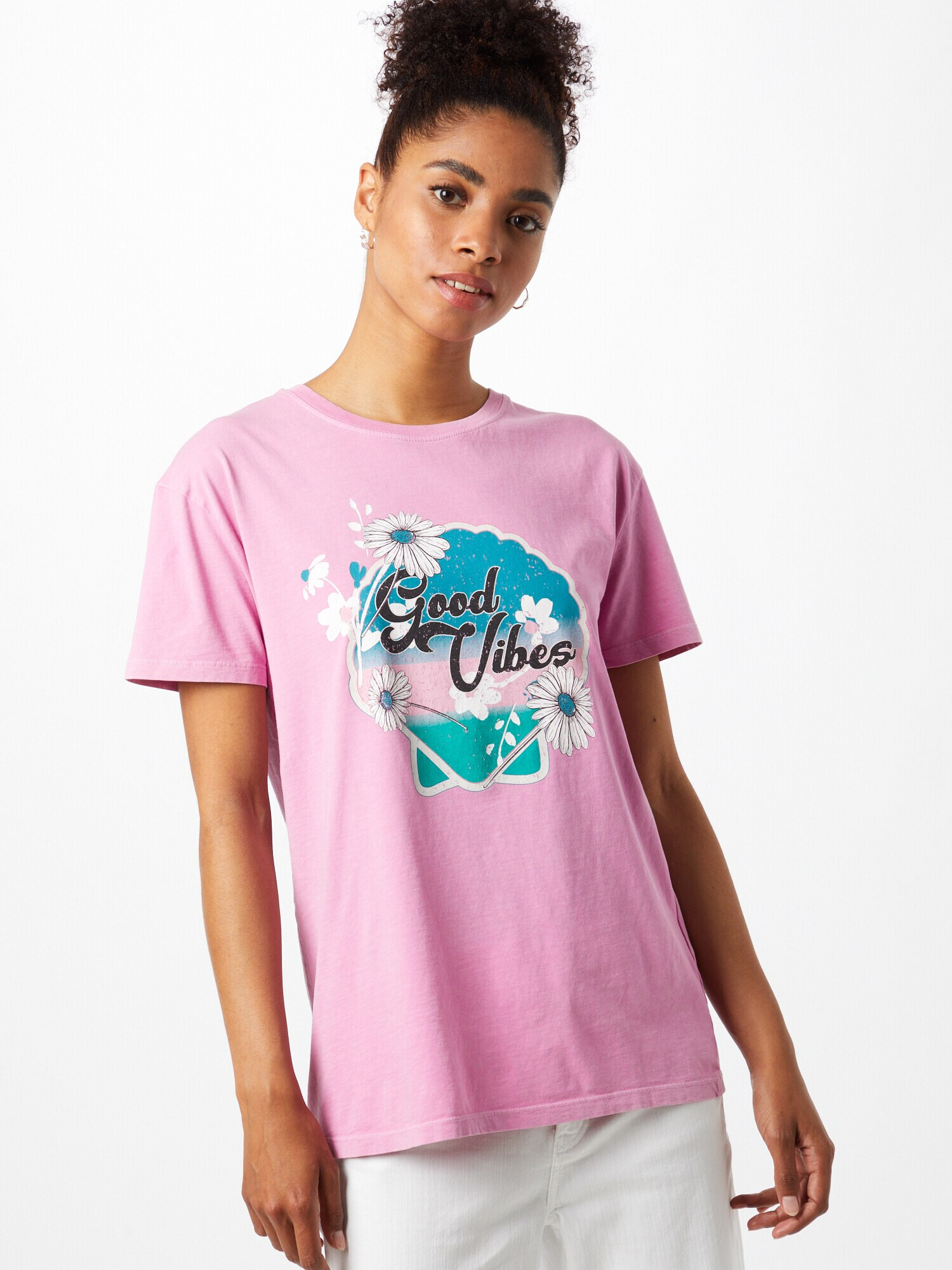 Mavi Tricou 'Good Vibes' albastru regal / cyan / roz / alb - Pled.ro