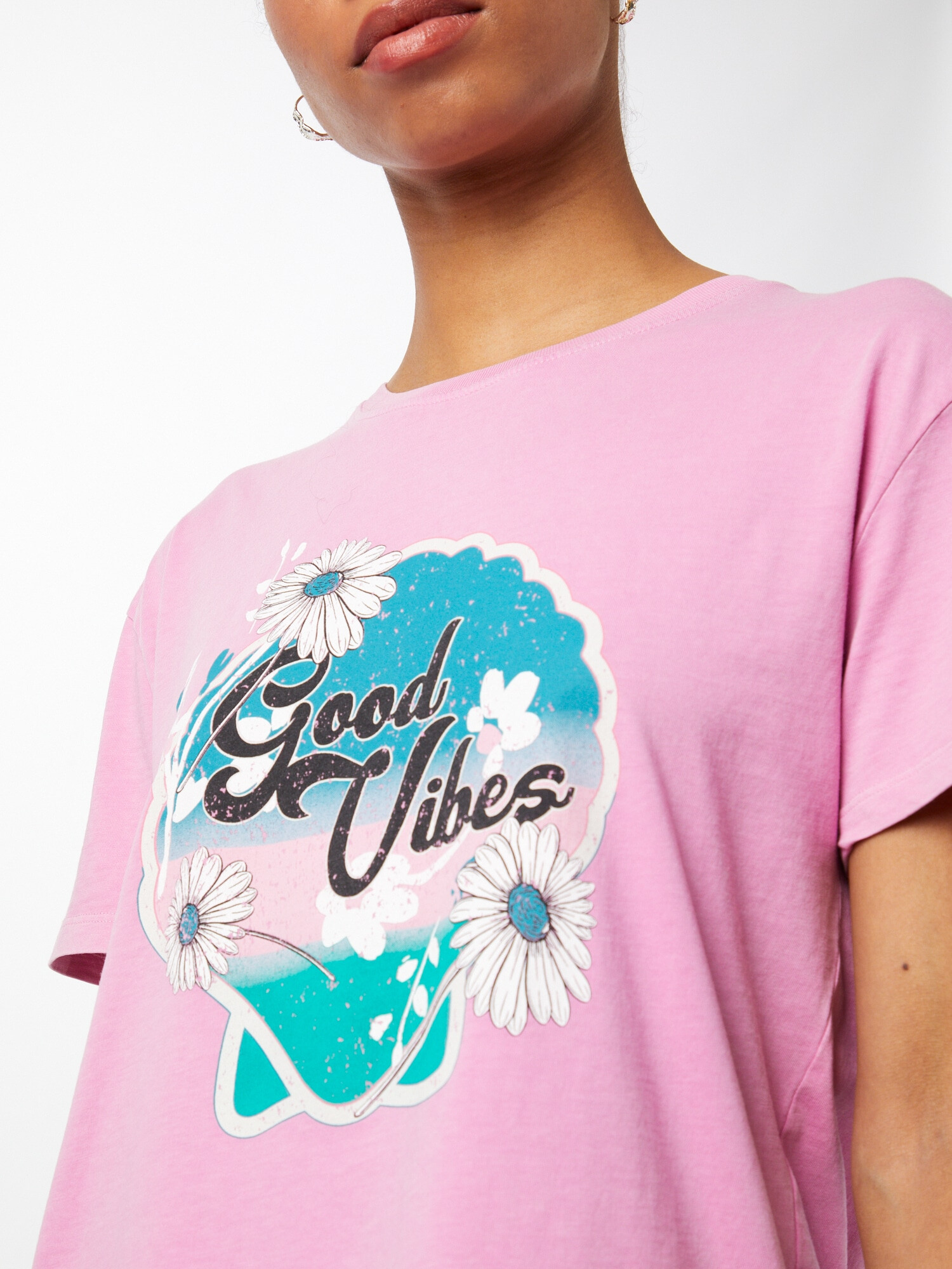 Mavi Tricou 'Good Vibes' albastru regal / cyan / roz / alb - Pled.ro