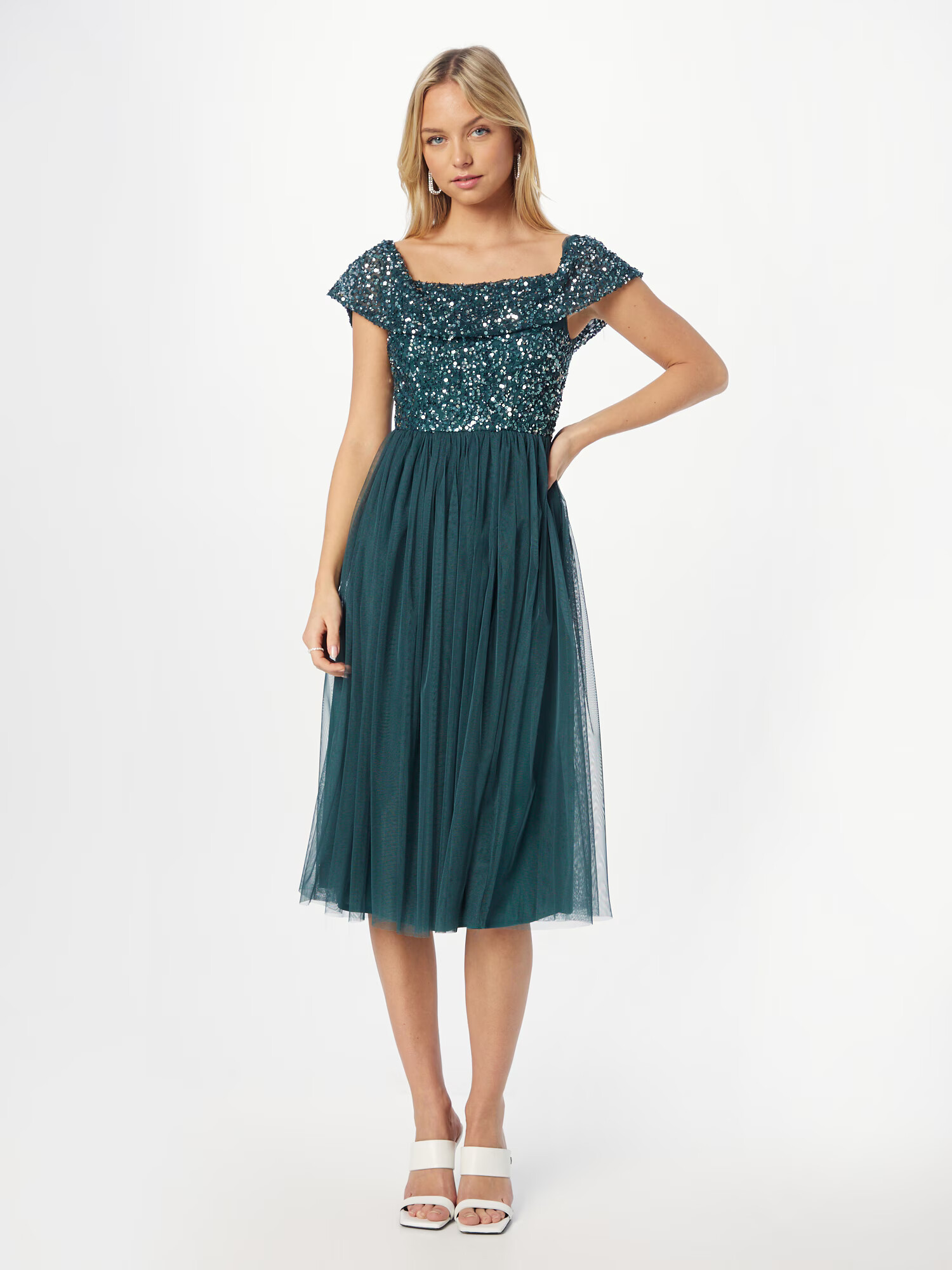 Maya Deluxe Rochie de cocktail 'BARDOT' verde smarald - Pled.ro