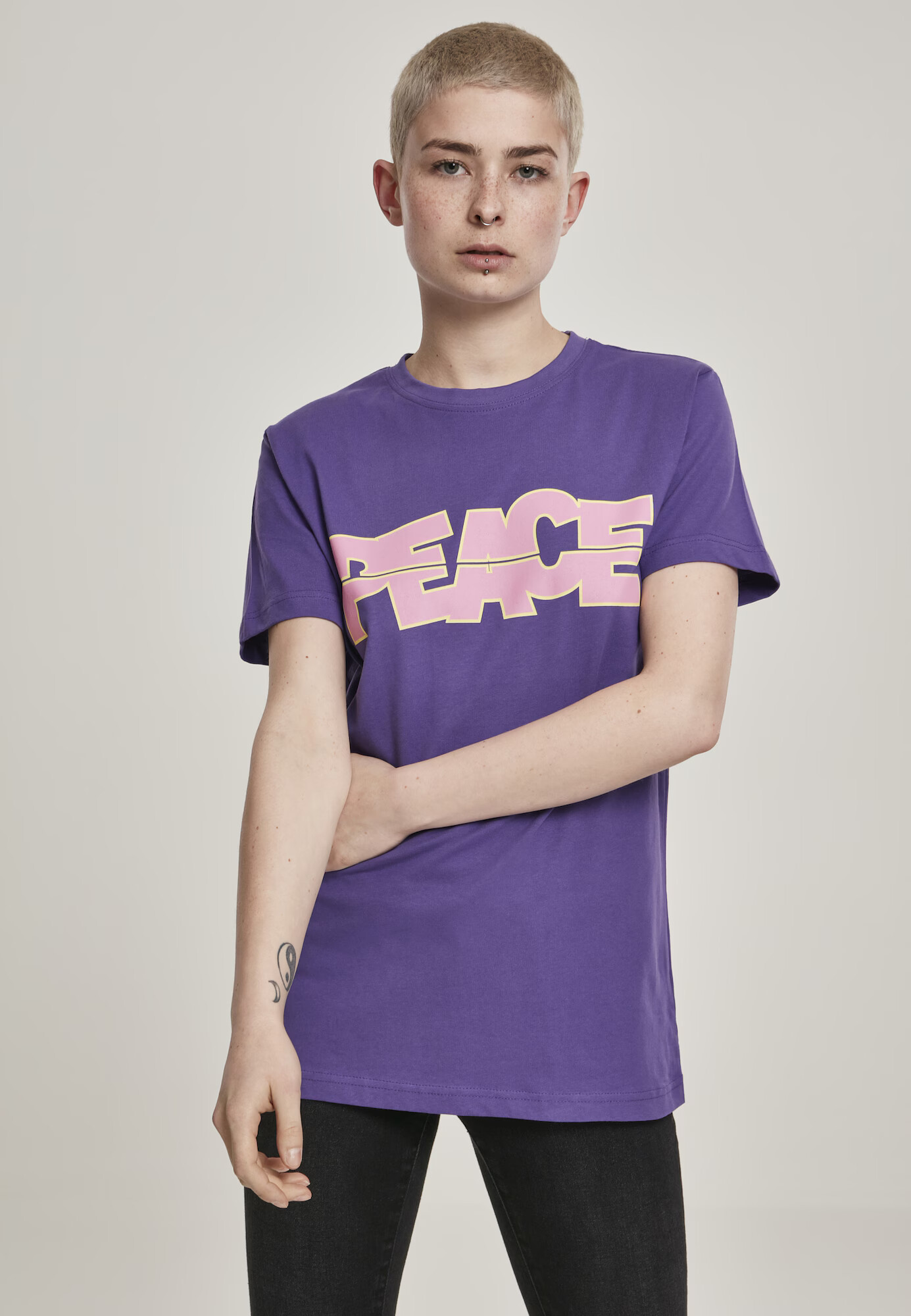 Merchcode Tricou 'Ladies Peace Tee' lila / roz - Pled.ro