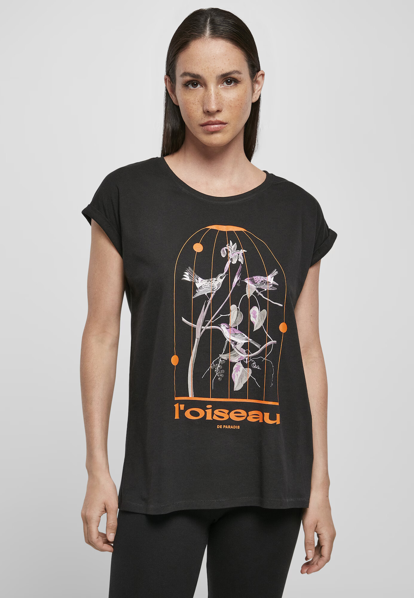 Merchcode Tricou 'L´oiseau De Paradis' bej / gri / lila / mov neon / mov pastel / roșu orange / negru / alb - Pled.ro