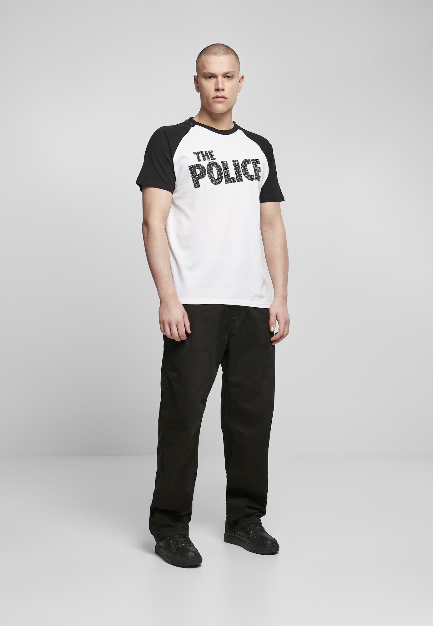 Merchcode Tricou 'The Police' negru / alb - Pled.ro