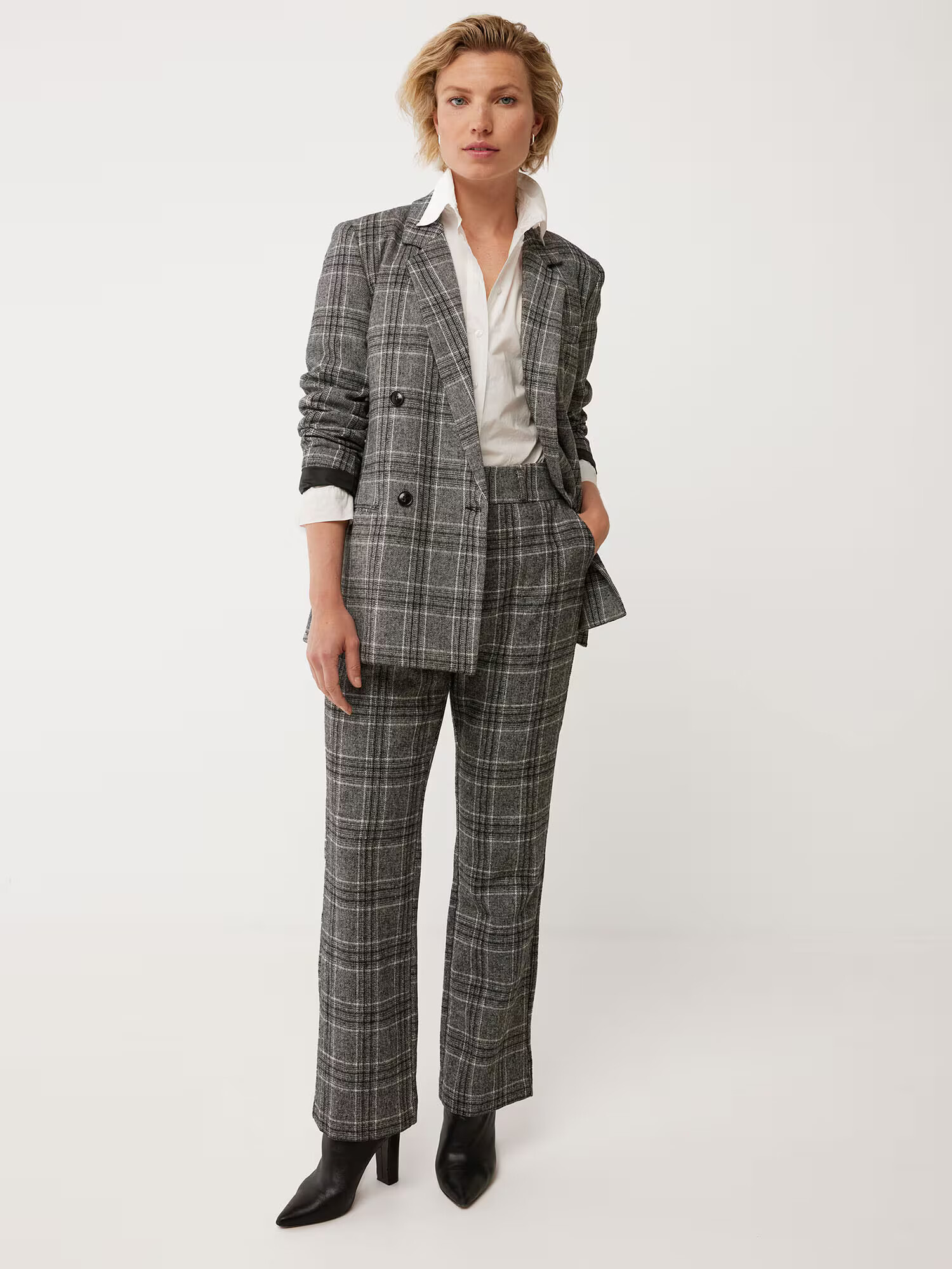 MEXX Pantaloni eleganți gri / negru / alb - Pled.ro