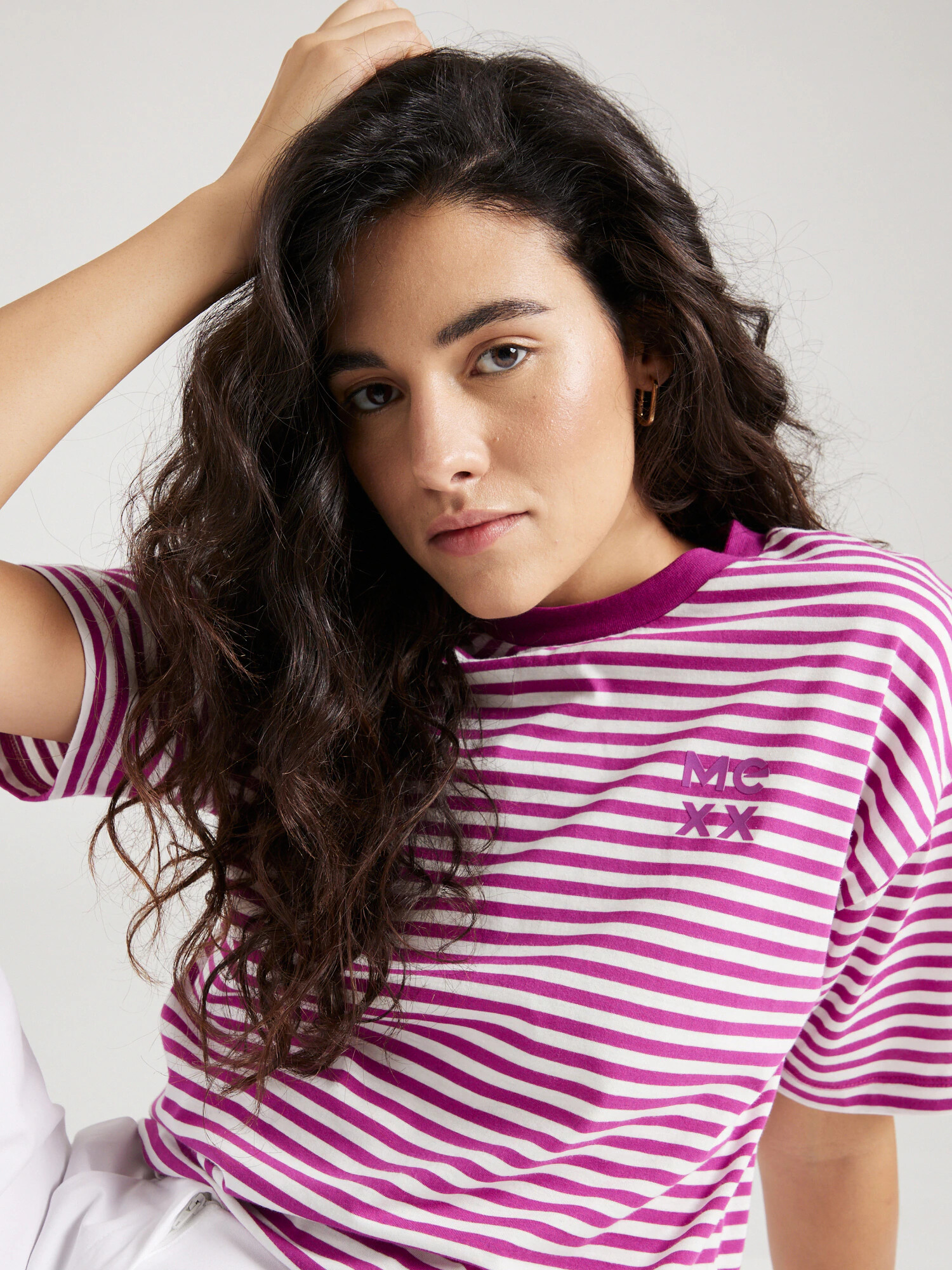 MEXX Tricou magenta / alb - Pled.ro