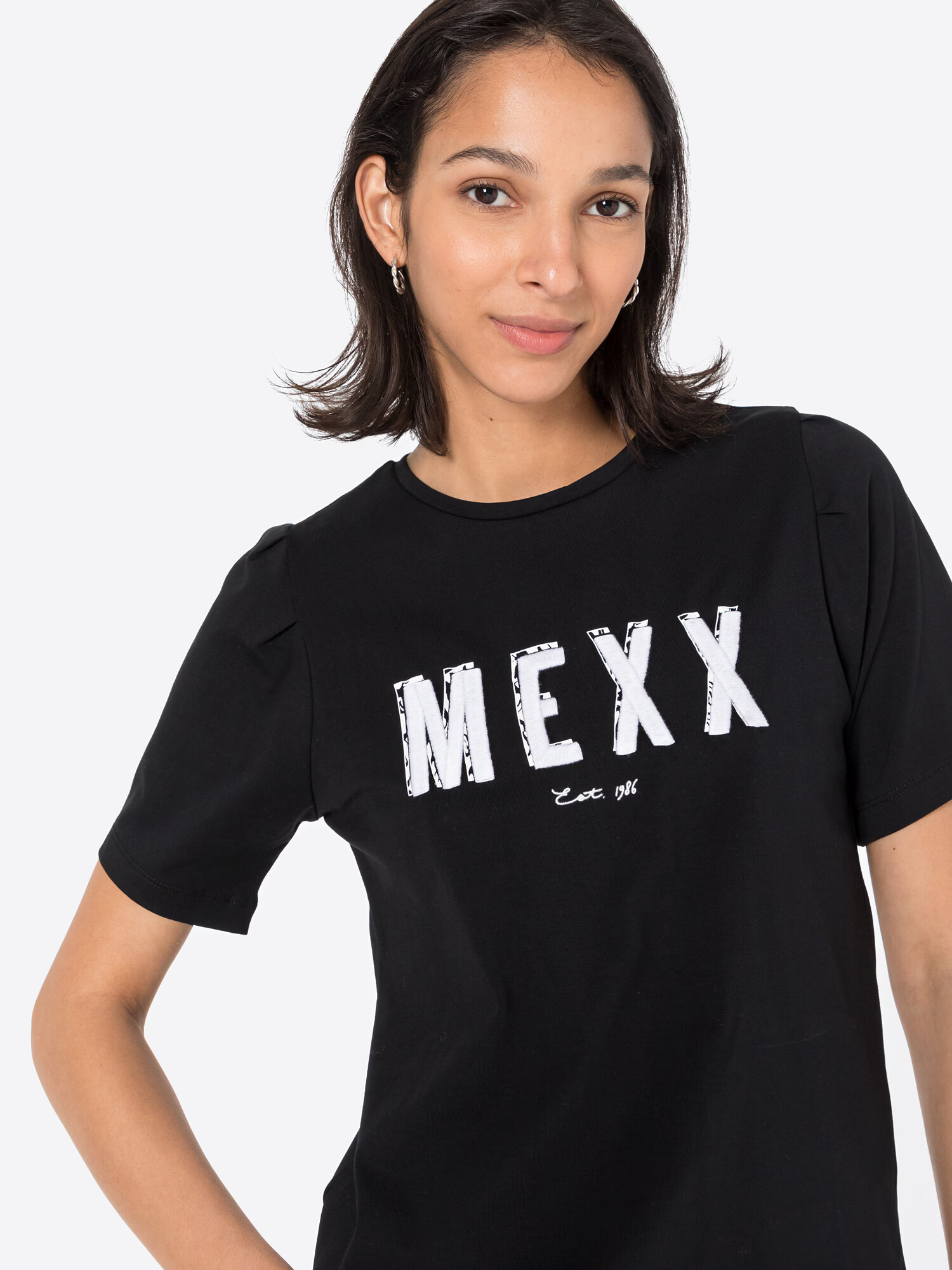 MEXX Tricou negru / alb - Pled.ro