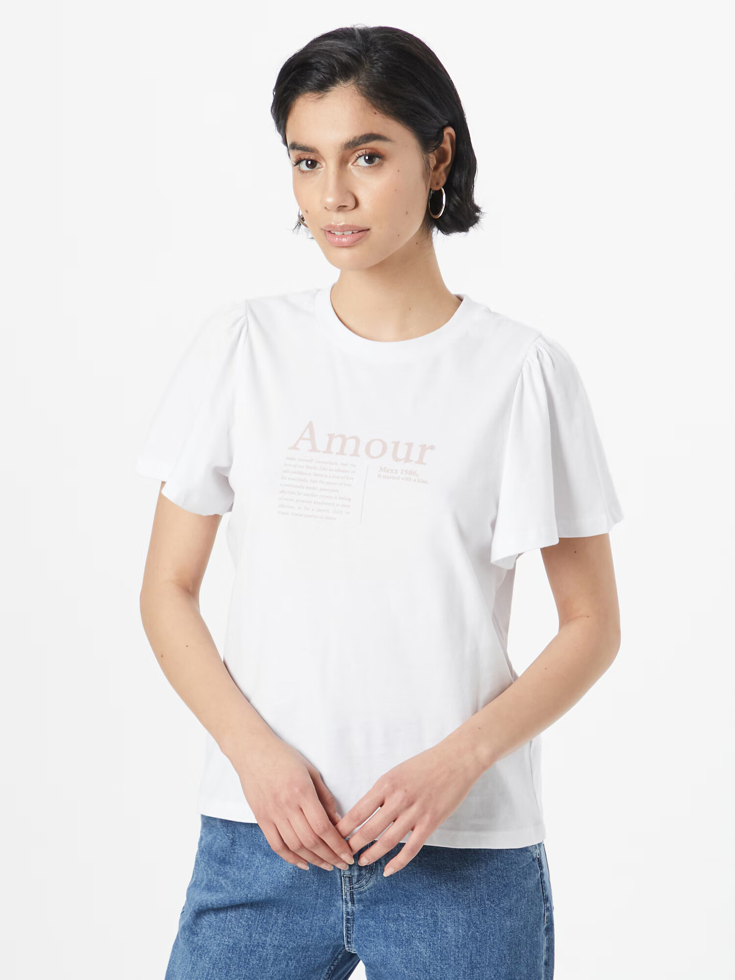 MEXX Tricou roz pudră / alb - Pled.ro