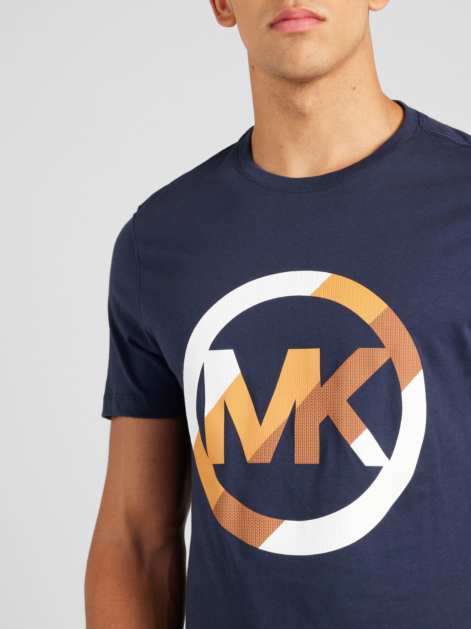 Michael Kors Tricou 'VICTORY' albastru închis / maro coniac / ocru / alb - Pled.ro