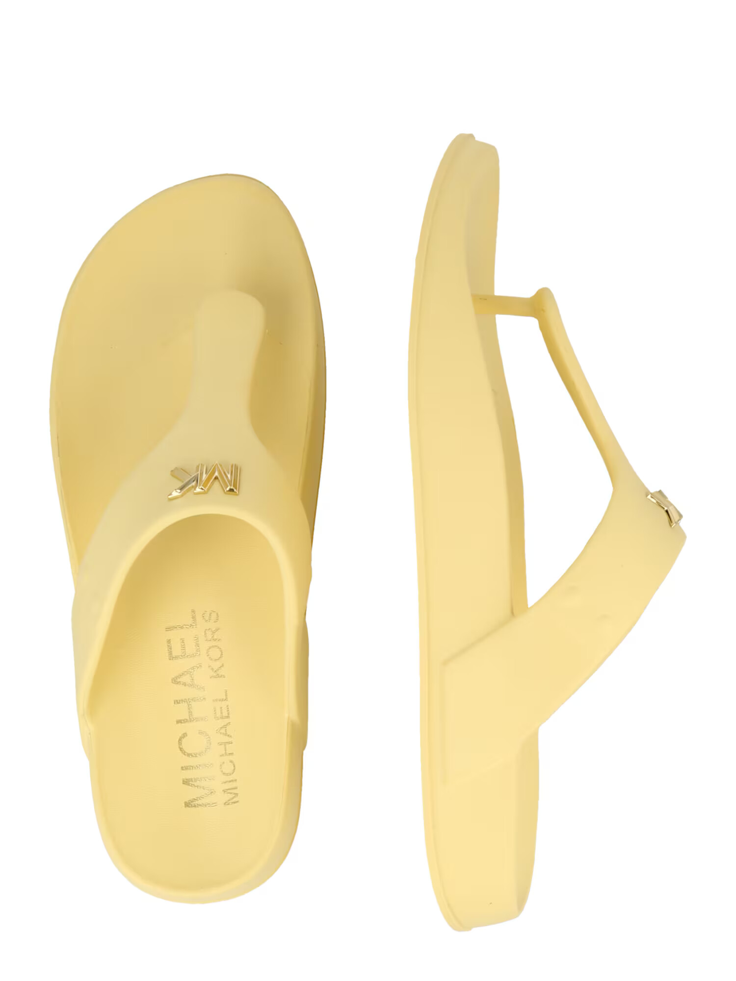 MICHAEL Michael Kors Flip-flops 'LINSEY' galben deschis / auriu - Pled.ro