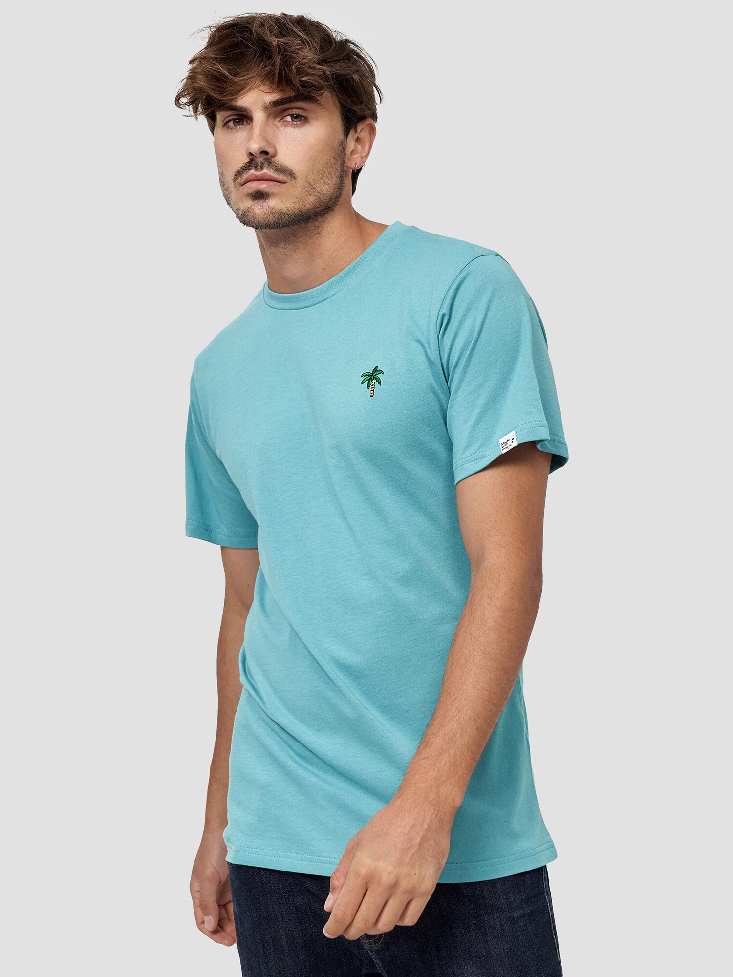 Mikon Tricou 'Palme' albastru aqua - Pled.ro