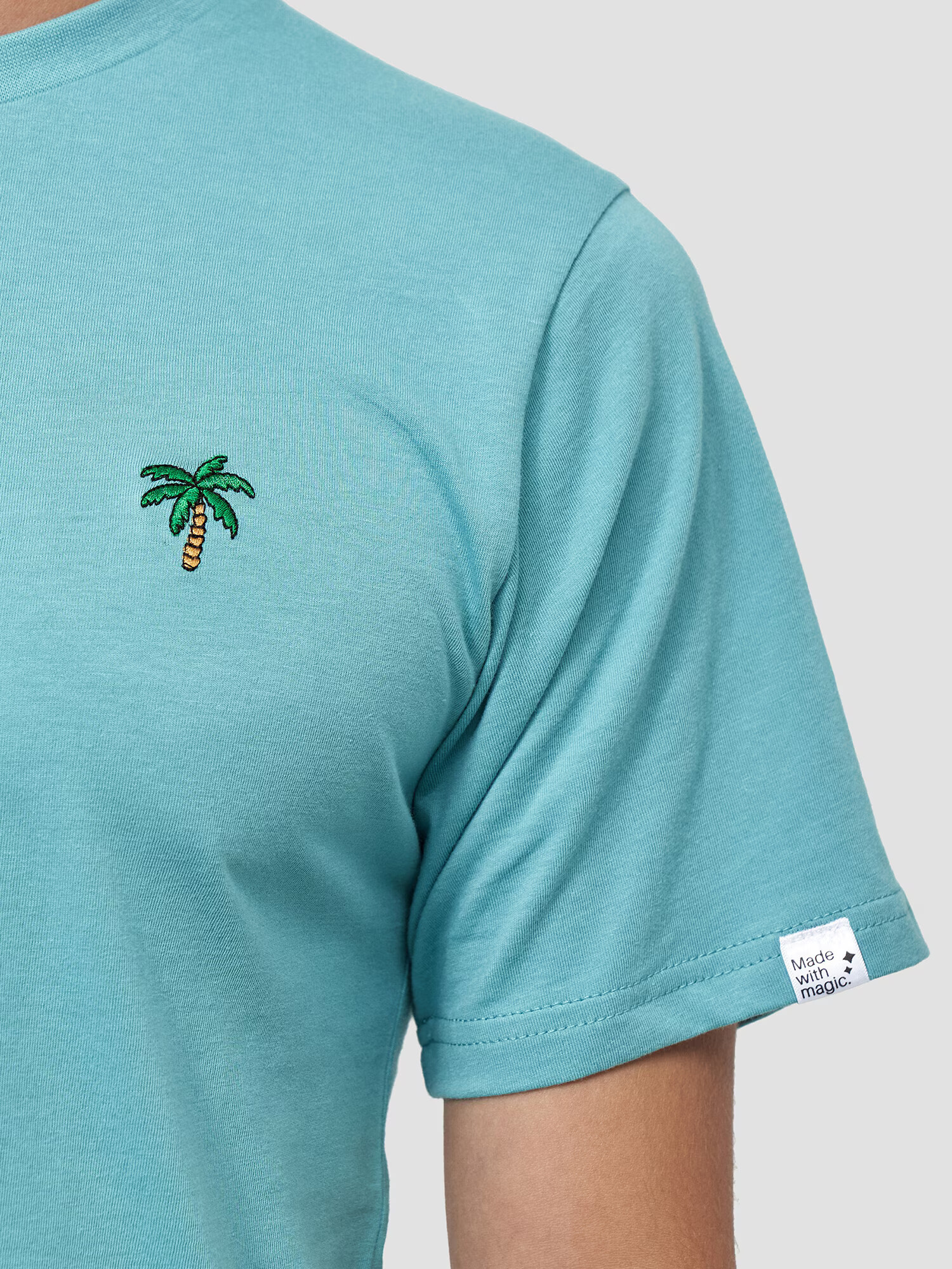 Mikon Tricou 'Palme' albastru aqua - Pled.ro