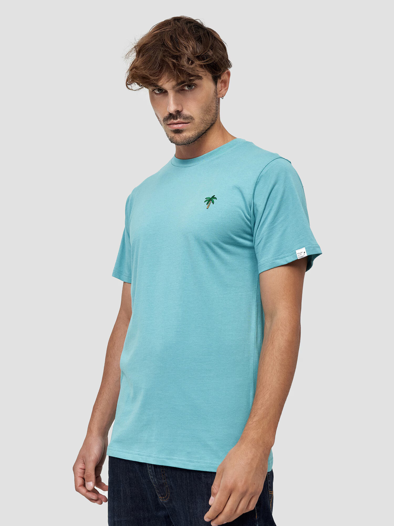 Mikon Tricou 'Palme' albastru aqua - Pled.ro