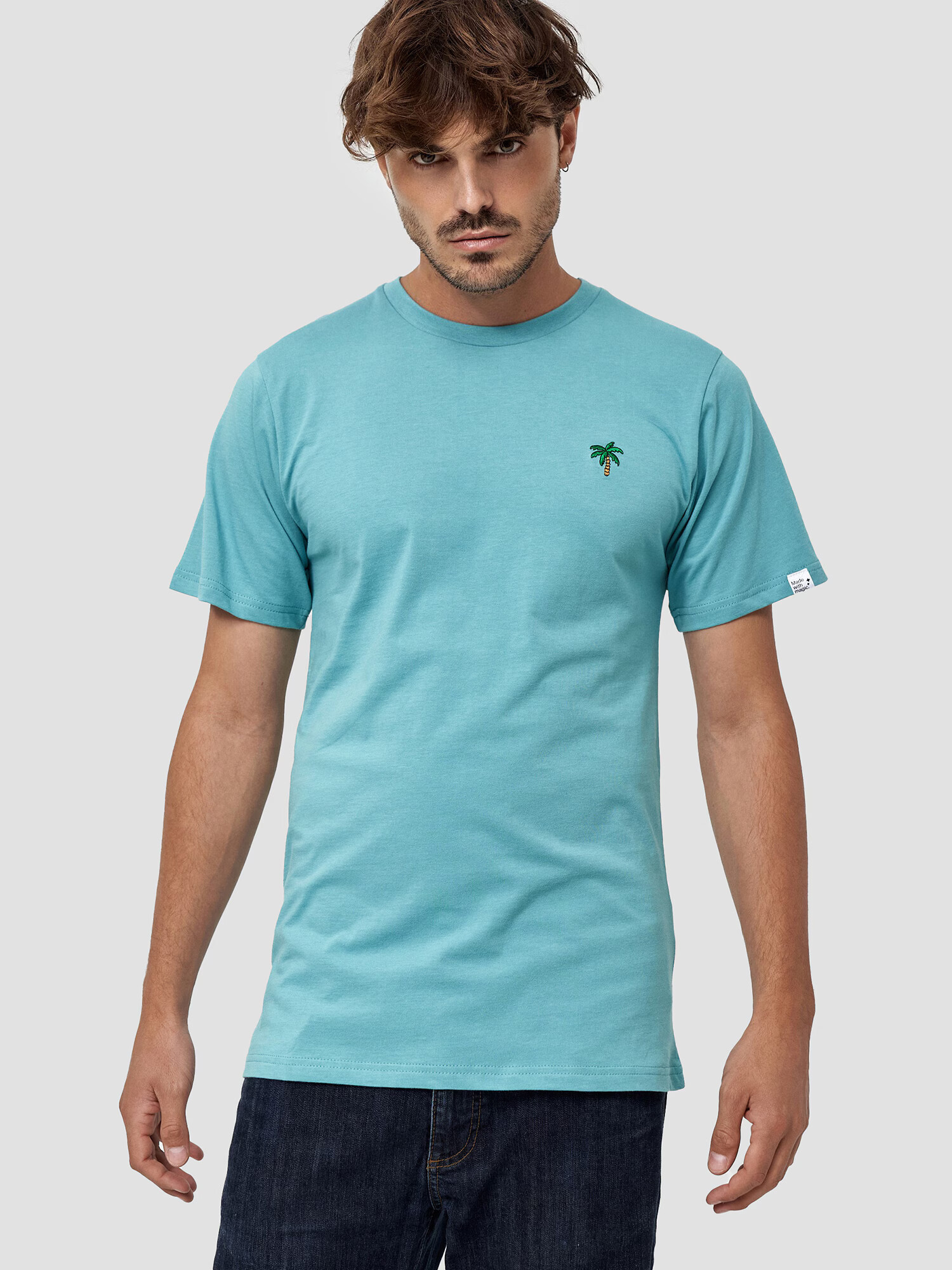 Mikon Tricou 'Palme' albastru aqua - Pled.ro