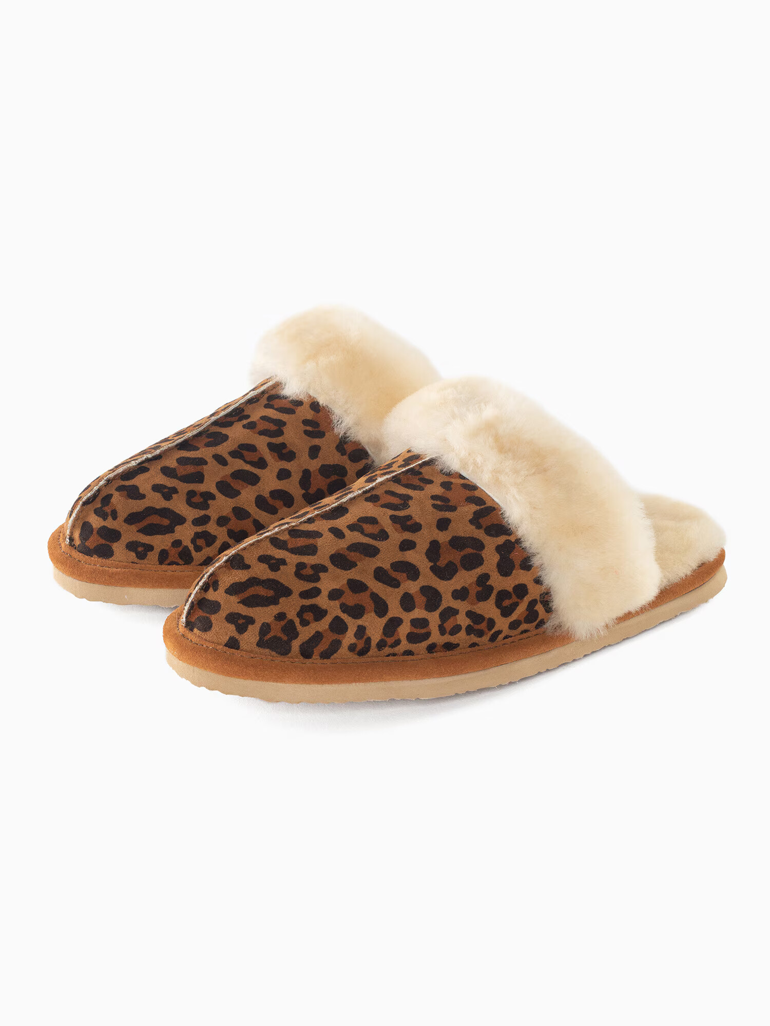 Minnetonka Saboți 'Leopard' crem / maro / negru - Pled.ro