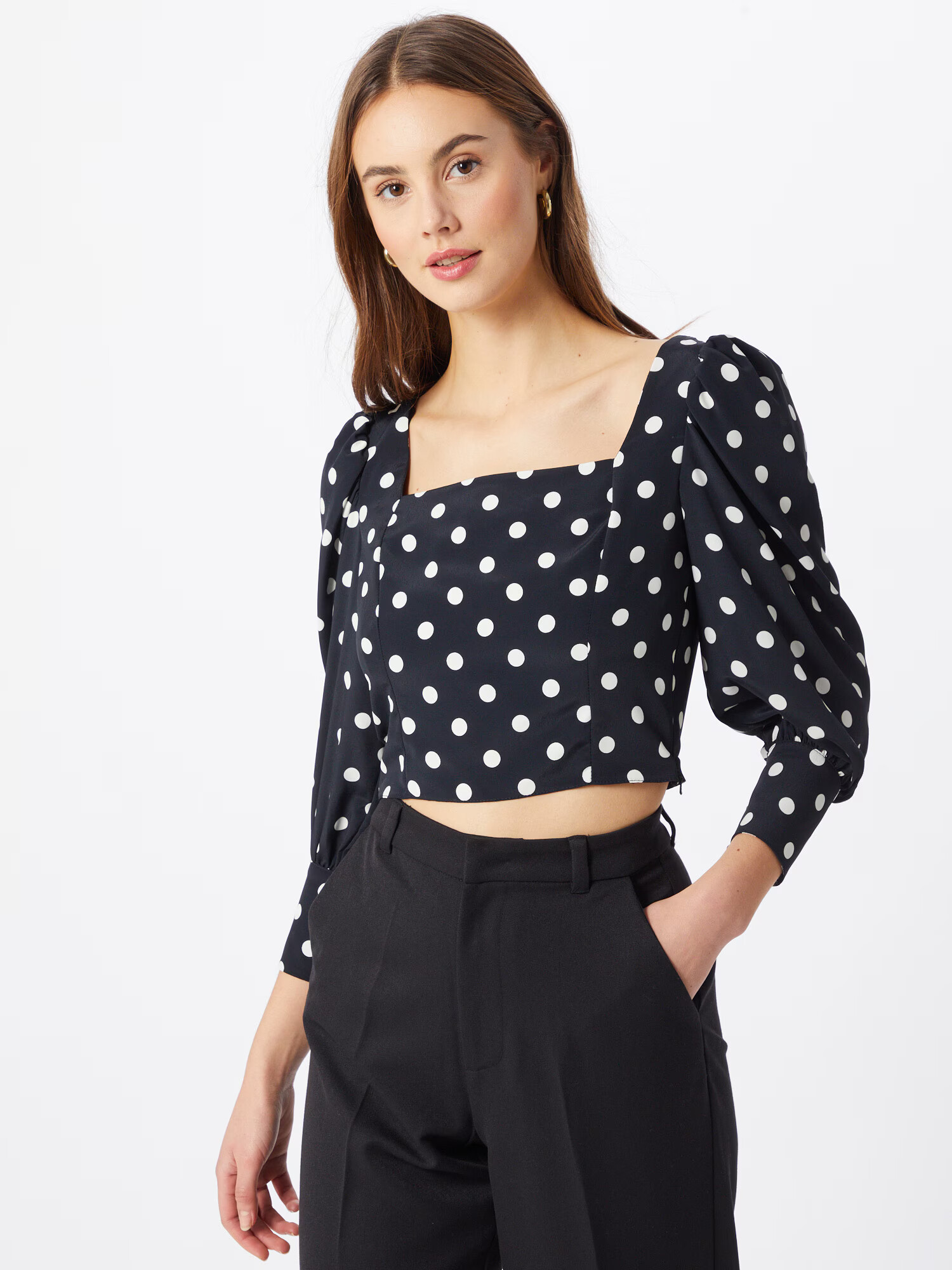 Miss Selfridge Bluză negru / alb - Pled.ro