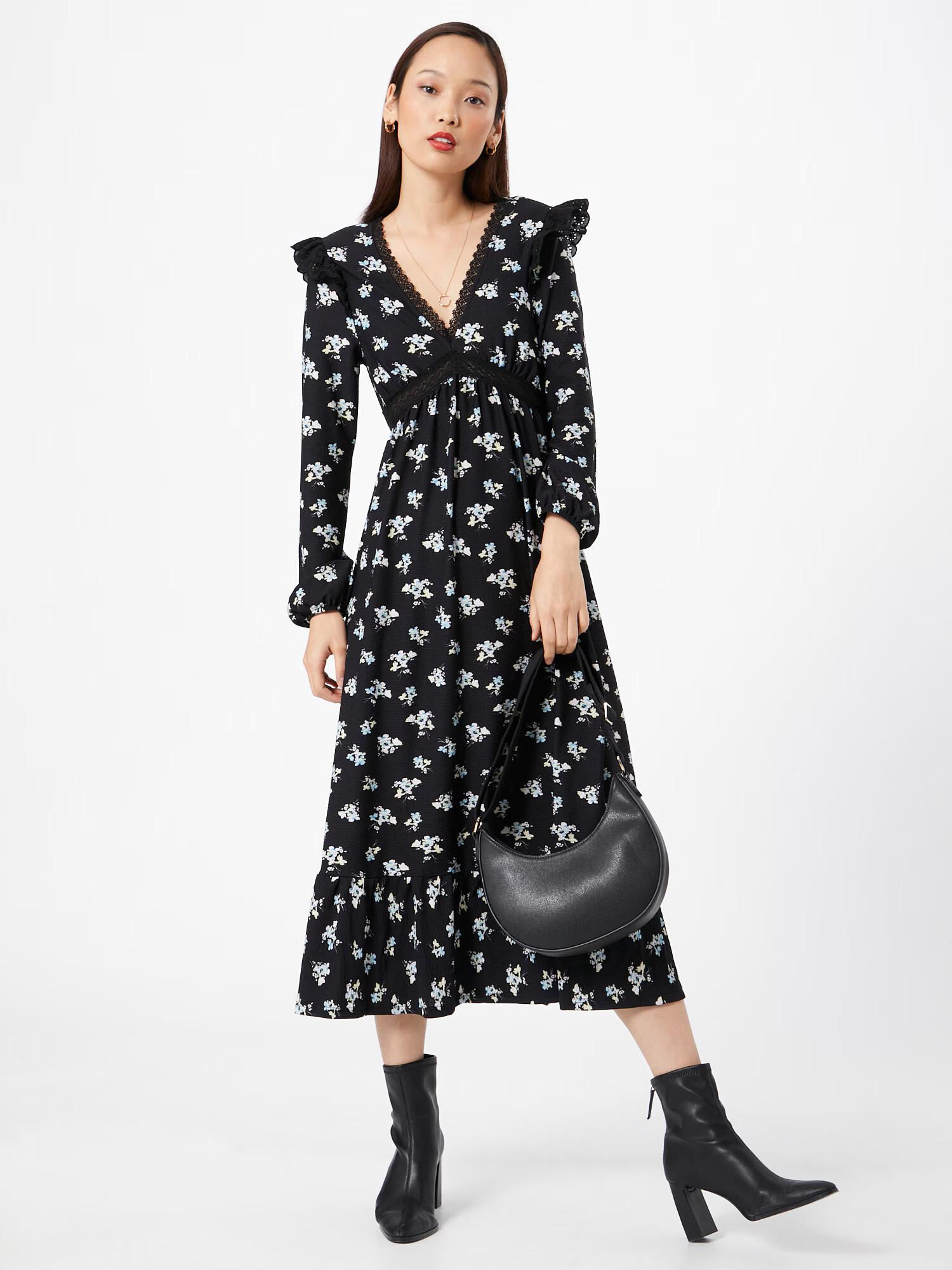 Miss Selfridge Rochie azur / negru / alb - Pled.ro