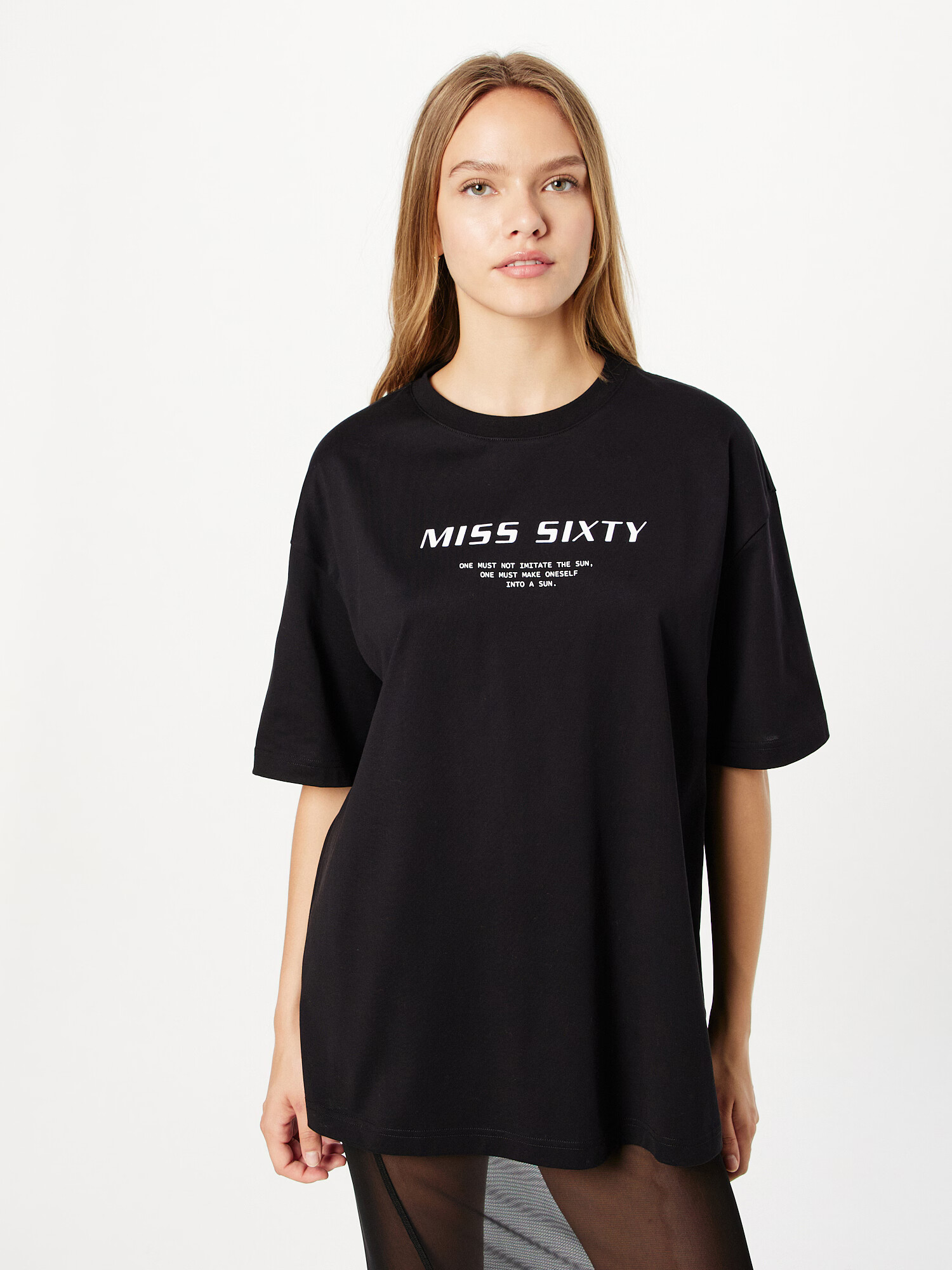 Miss Sixty Tricou supradimensional negru / alb - Pled.ro