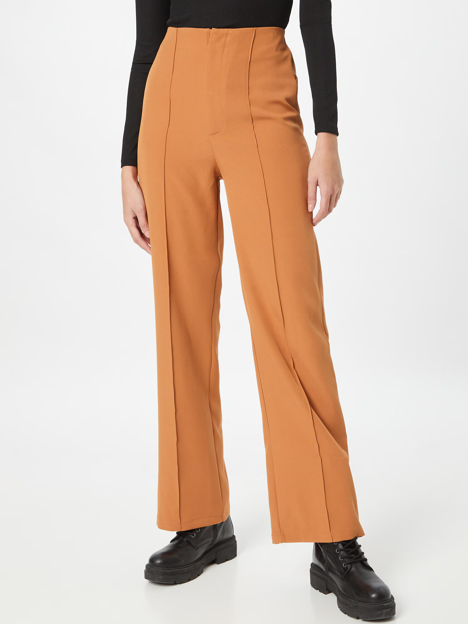 Missguided Pantaloni cu dungă maro deschis - Pled.ro